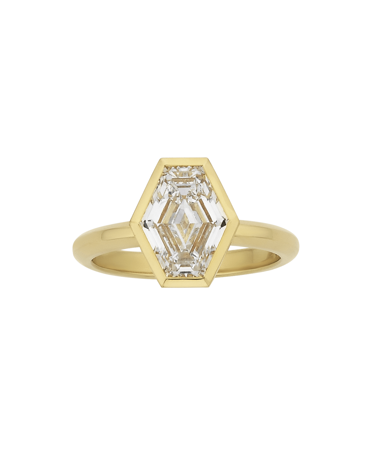 Frida Engagement Ring - 18k Yellow Gold, Elongated Hexagonal Step Cut Lab Grown Diamond 2.42 carat