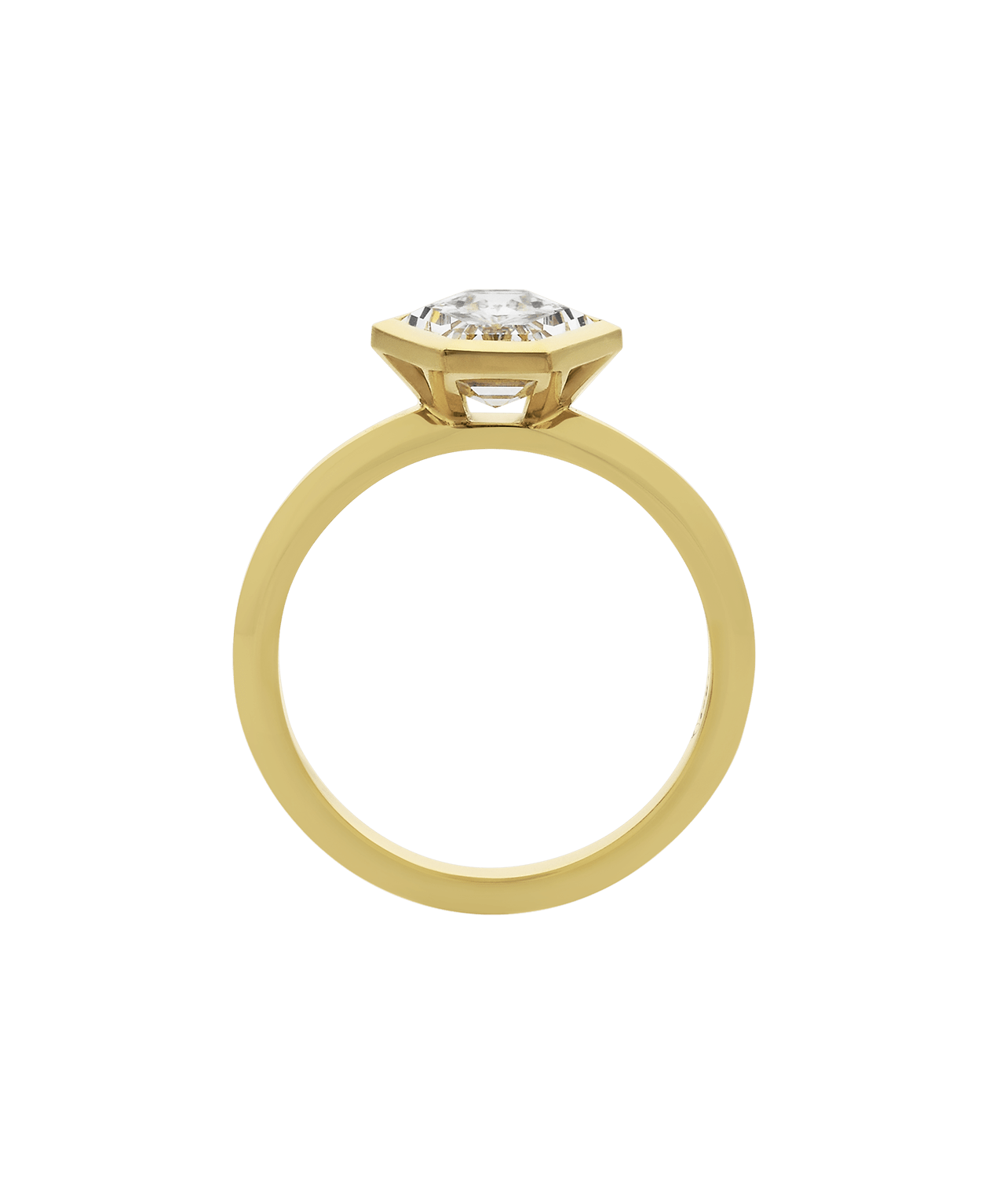 Frida Engagement Ring - 18k Yellow Gold, Elongated Hexagonal Step Cut Lab Grown Diamond 2.42 carat