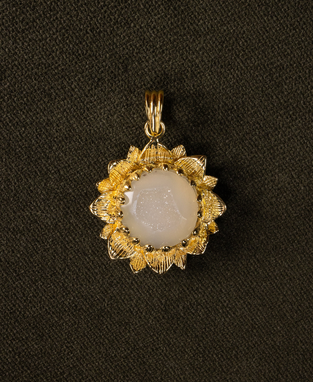 Elise Charm - 22k Gold Vermeil, White Druzy Agate