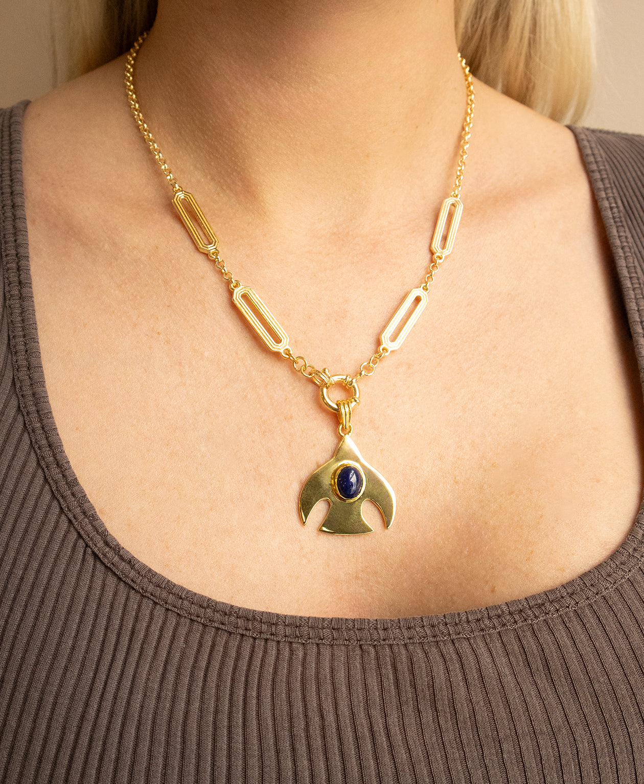 Moonbird Charm - 22k Gold Vermeil, Lapis Lazuli