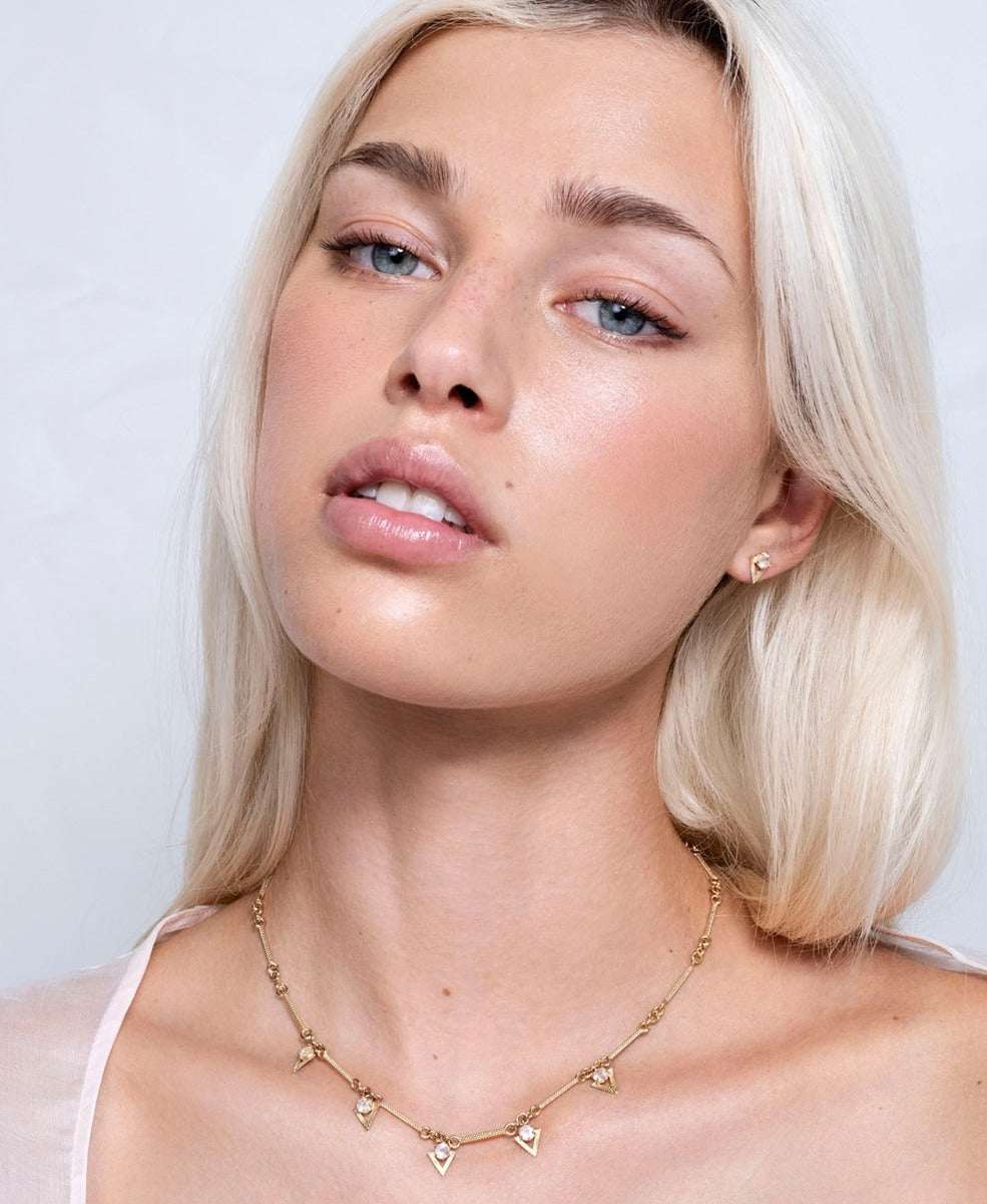 Hyacinth Necklace - 22k Gold Vermeil, Rose Quartz