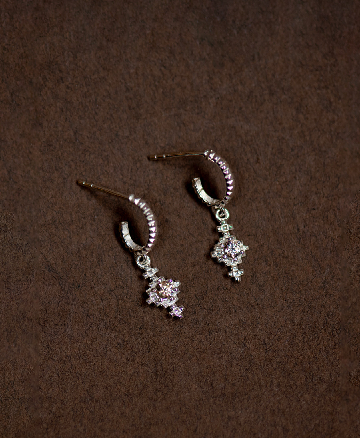Indie Hoops - 925 Sterling Silver, Peach Zircon