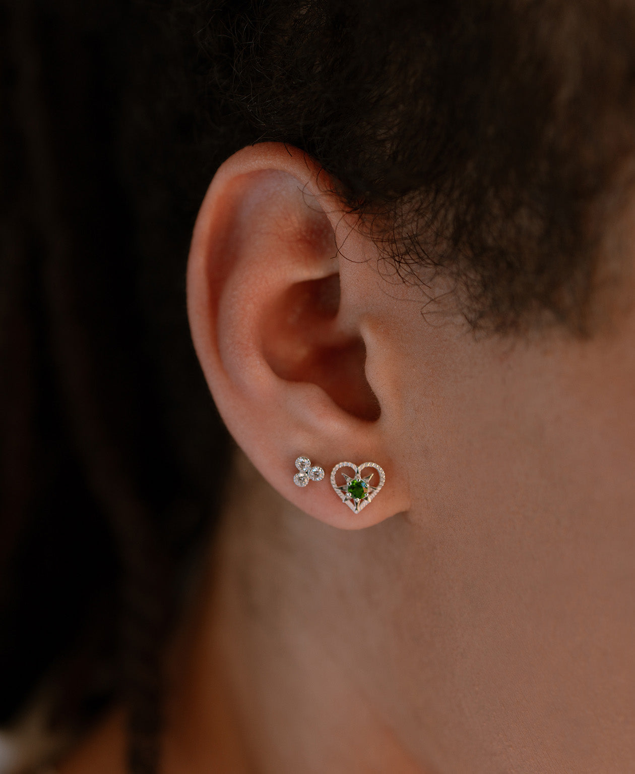 Kind Heart Earrings - 925 Sterling Silver, Chrome Diopside