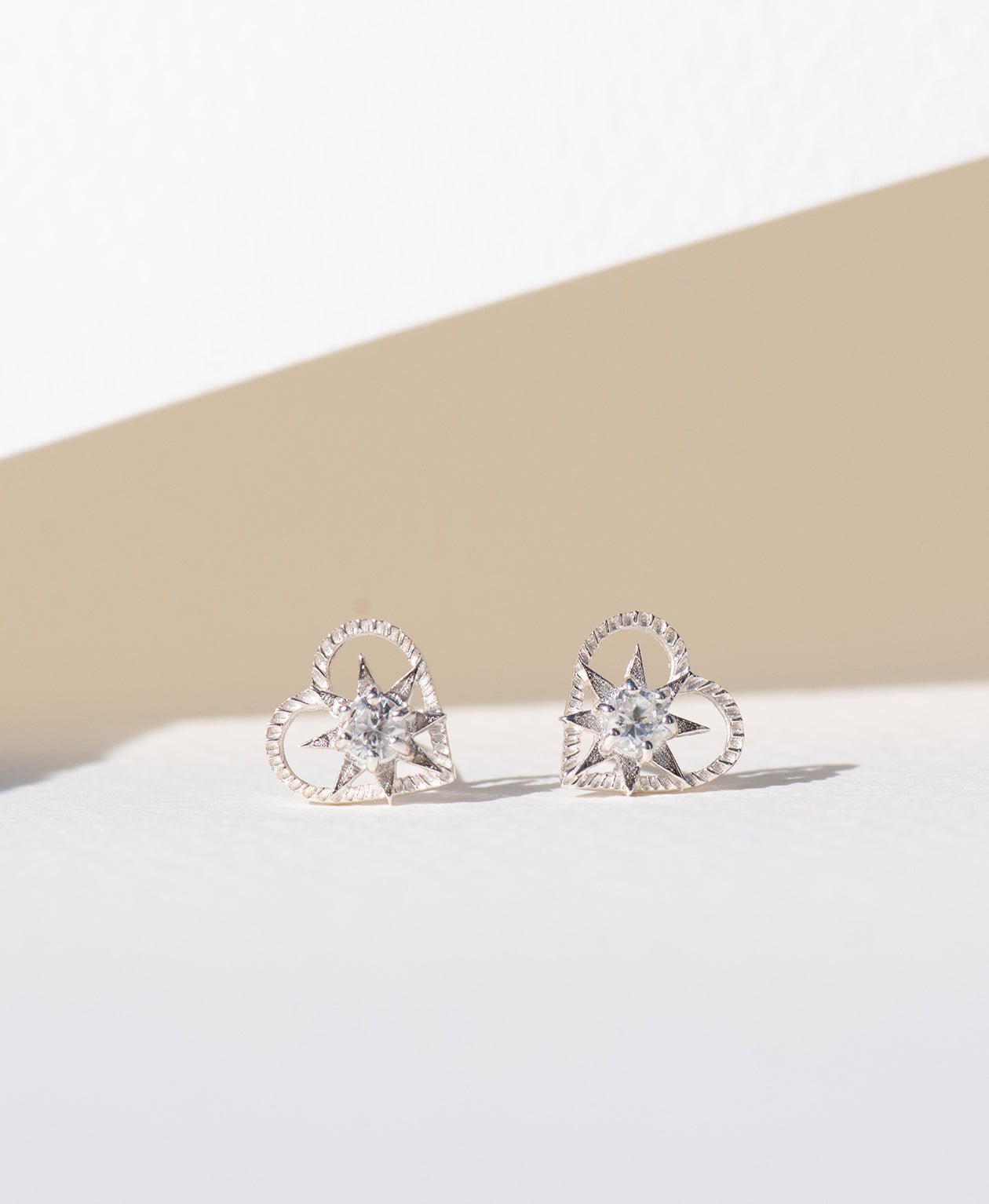 Kind Heart Earrings - 925 Sterling Silver, White Zircon