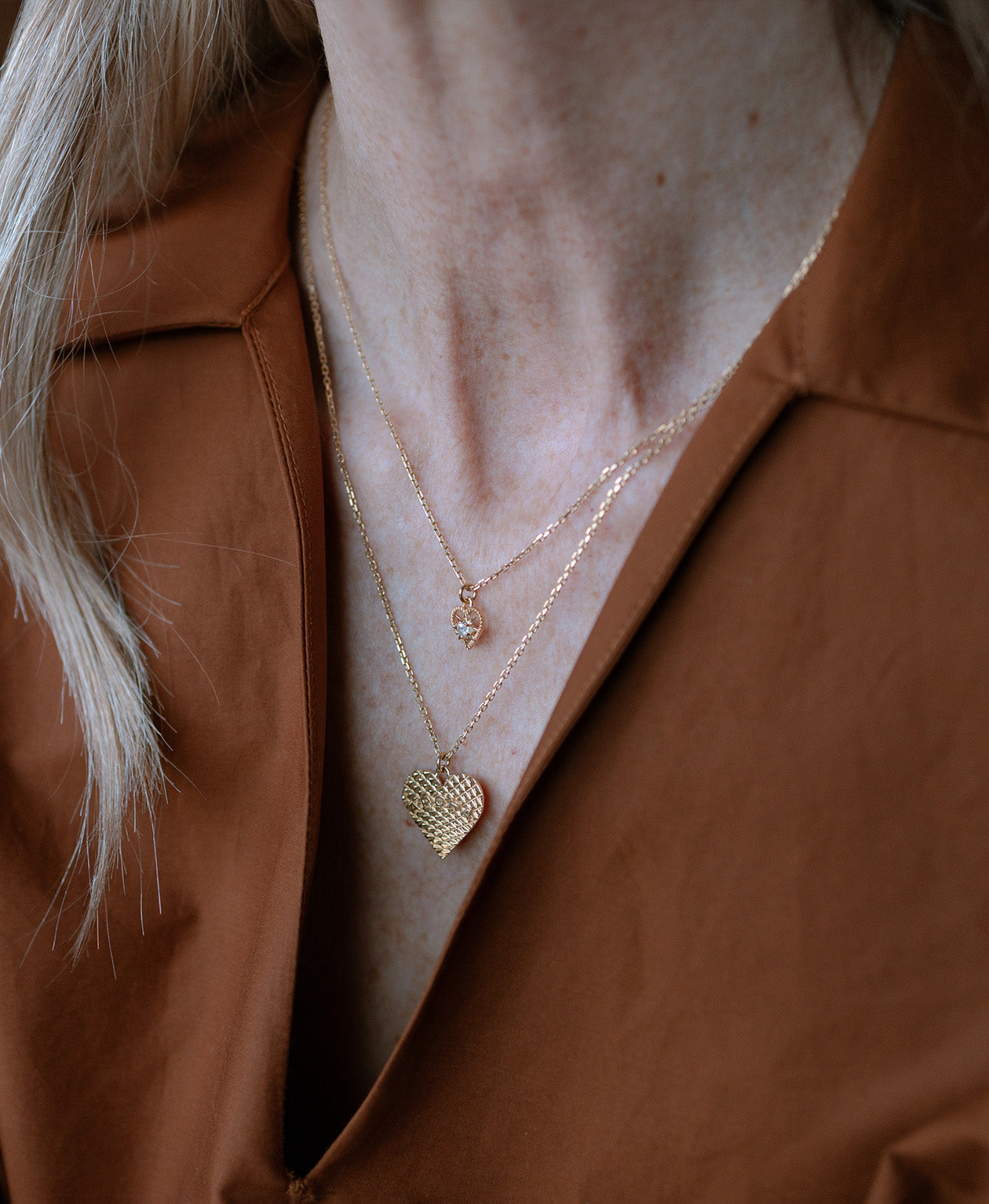 Kind Heart Necklace - 22k Gold Vermeil, White Zircon