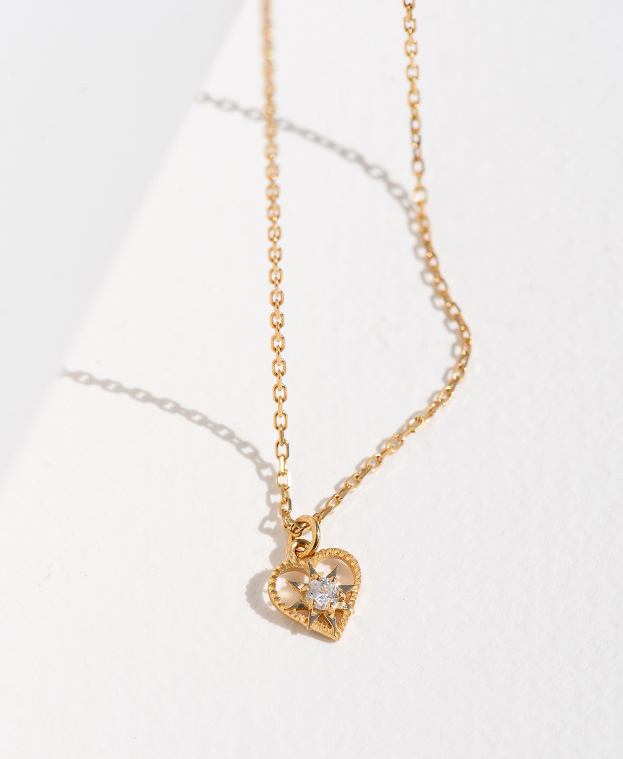 Kind Heart Necklace - 22k Gold Vermeil, White Zircon