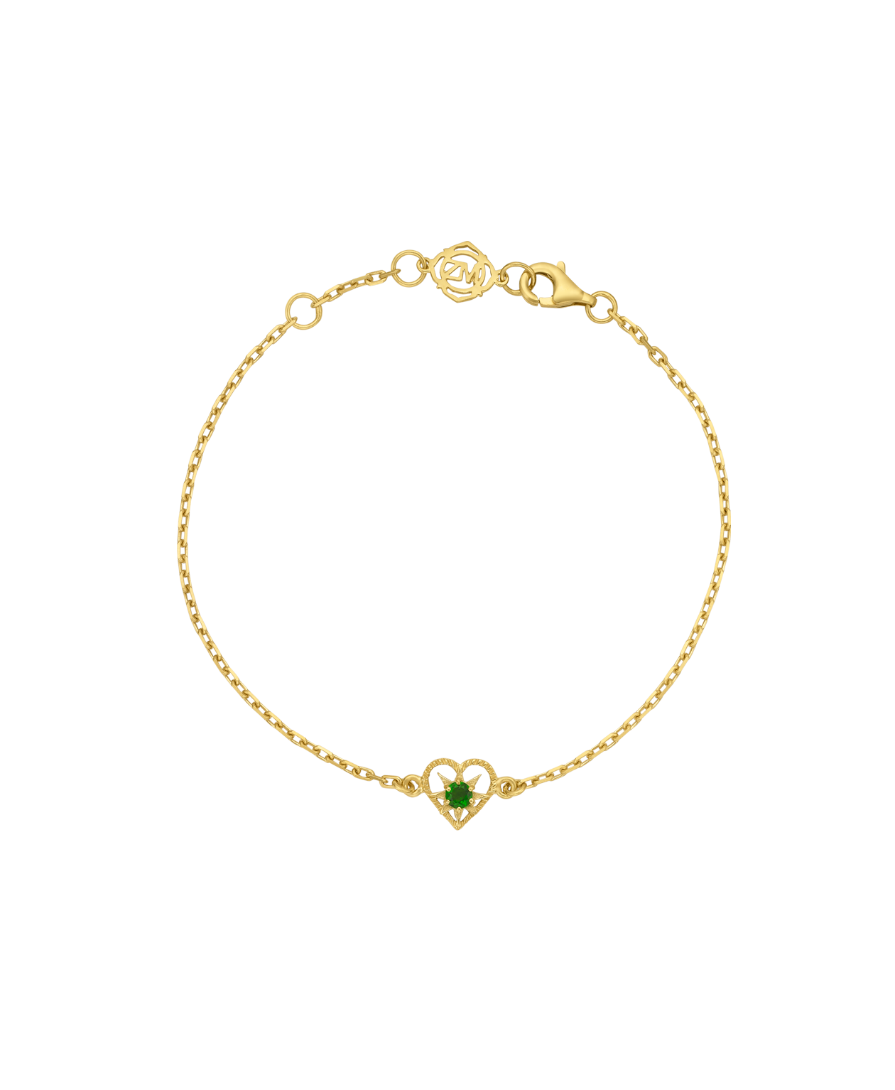 Kind Heart Bracelet - 22k Gold Vermeil, Chrome Diopside