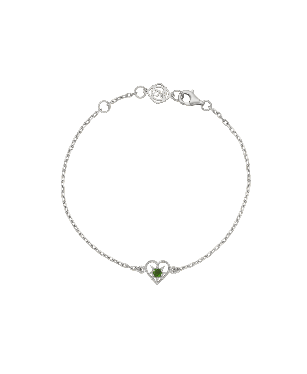 Kind Heart Bracelet - 925 Sterling Silver, Chrome Diopside