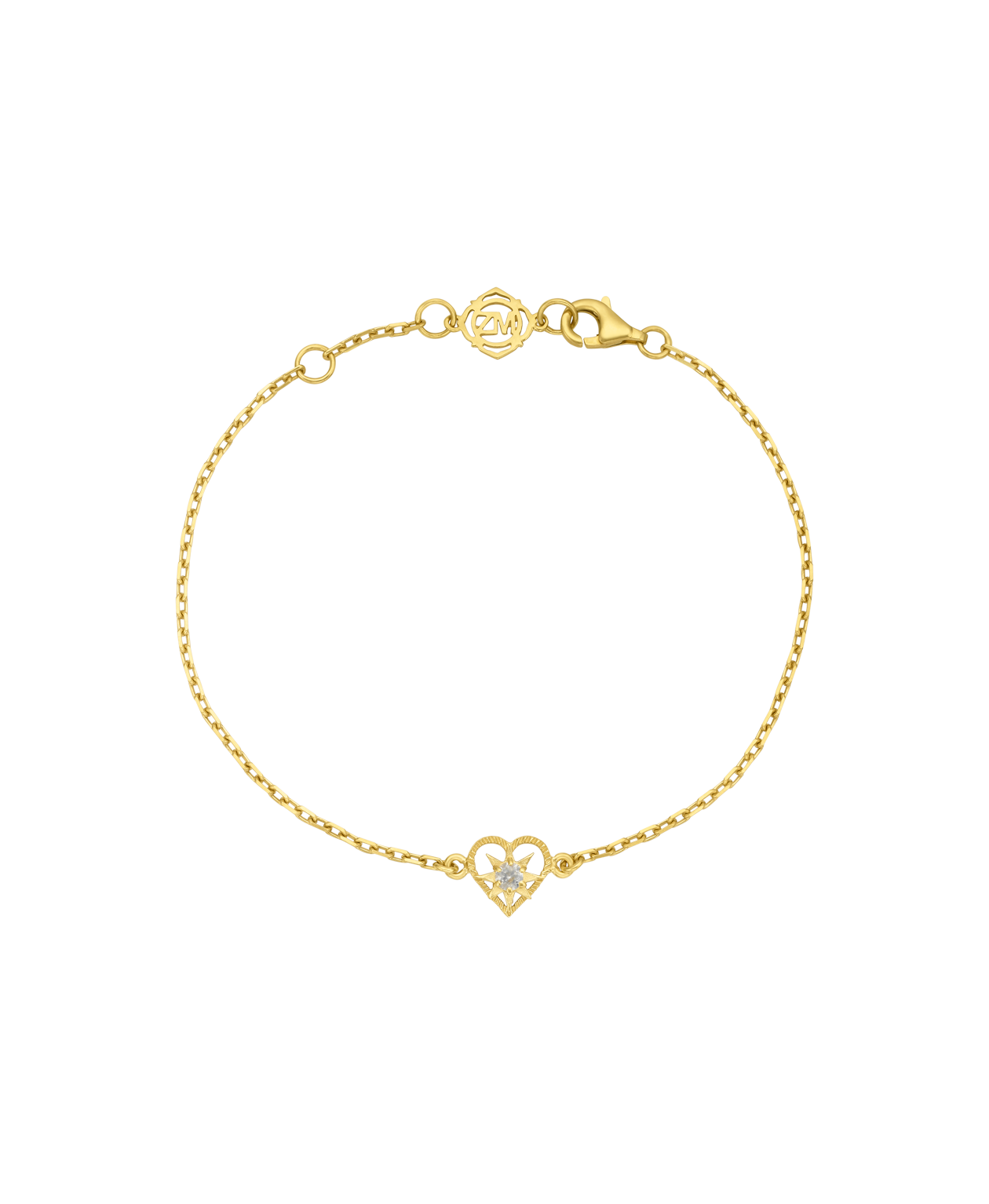 Kind Heart Bracelet - 22k Gold Vermeil, White Zircon