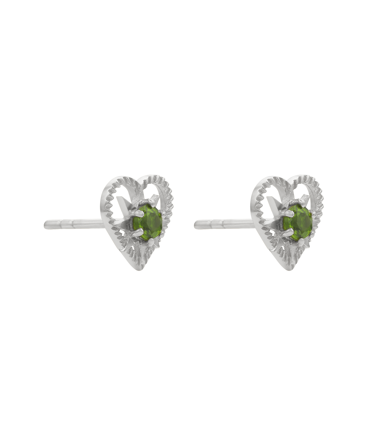 Kind Heart Earrings - 925 Sterling Silver, Chrome Diopside