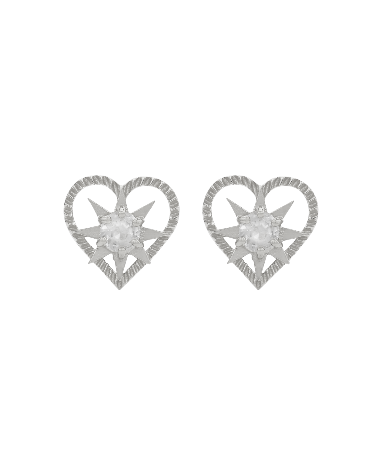 Kind Heart Earrings - 925 Sterling Silver, White Zircon