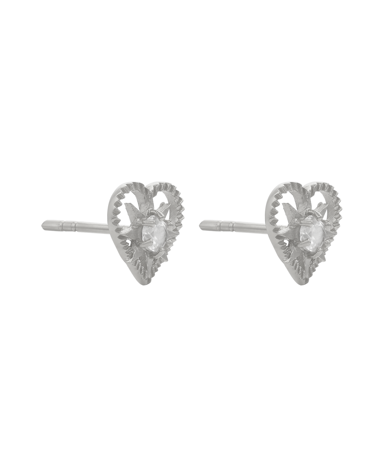 Kind Heart Earrings - 925 Sterling Silver, White Zircon