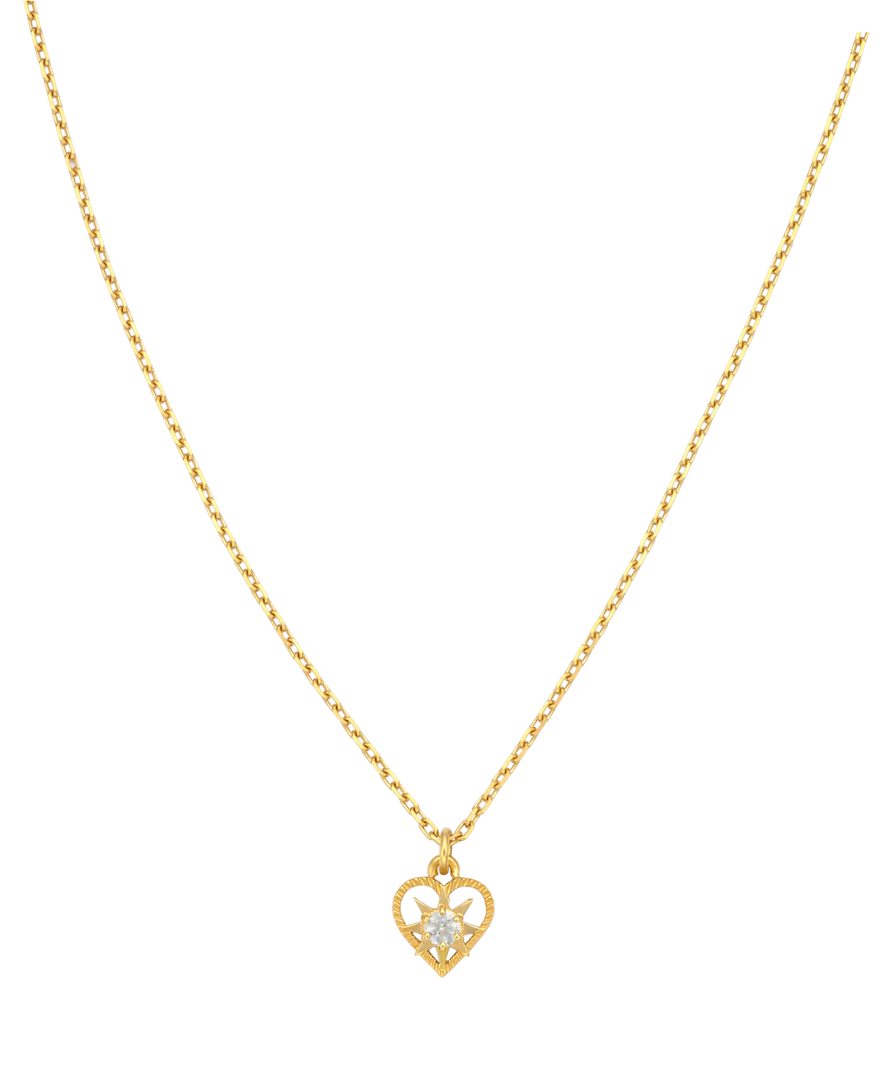 Kind Heart Necklace - 22k Gold Vermeil, White Zircon