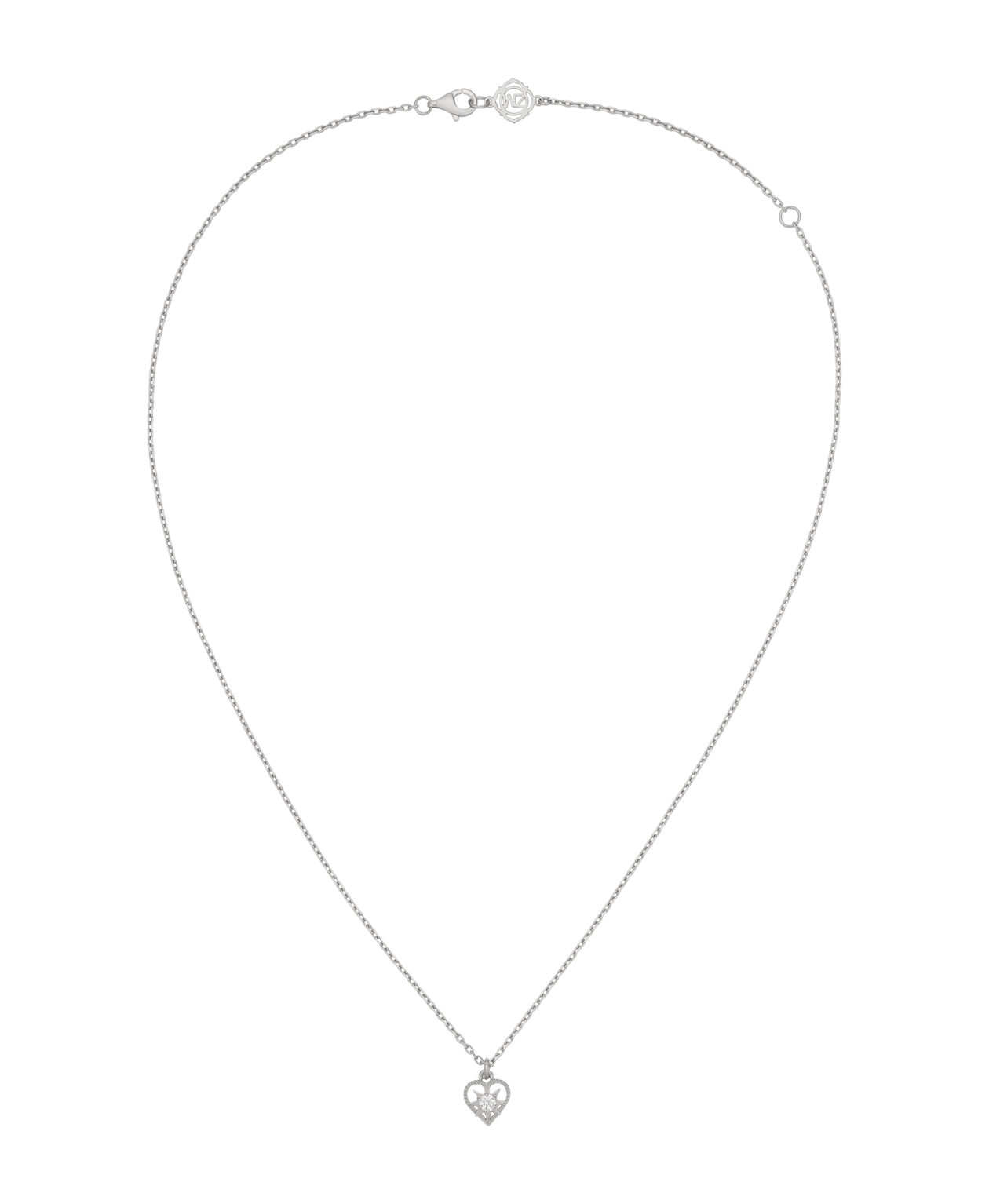 Kind Heart Necklace - 925 Sterling Silver, White Zircon