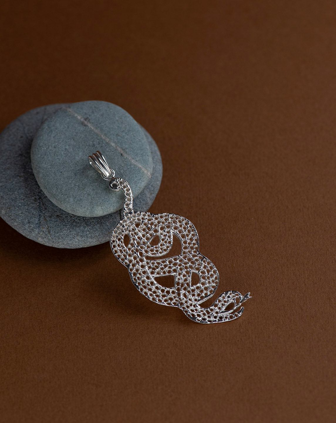 Lacy Snake Charm - 925 Sterling Silver