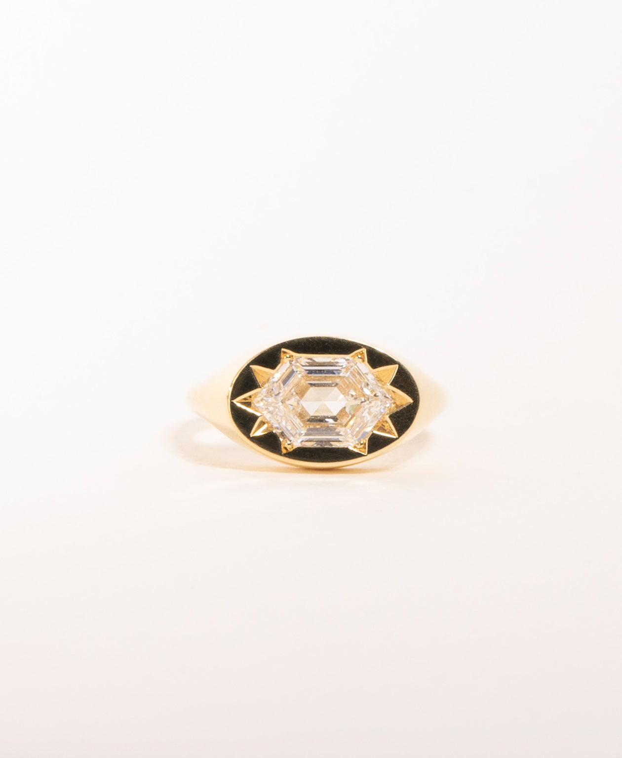 Lennon Signet - 18k Yellow Gold, Hexagonal Mixed Cut Lab Grown Diamond 1.74 carat