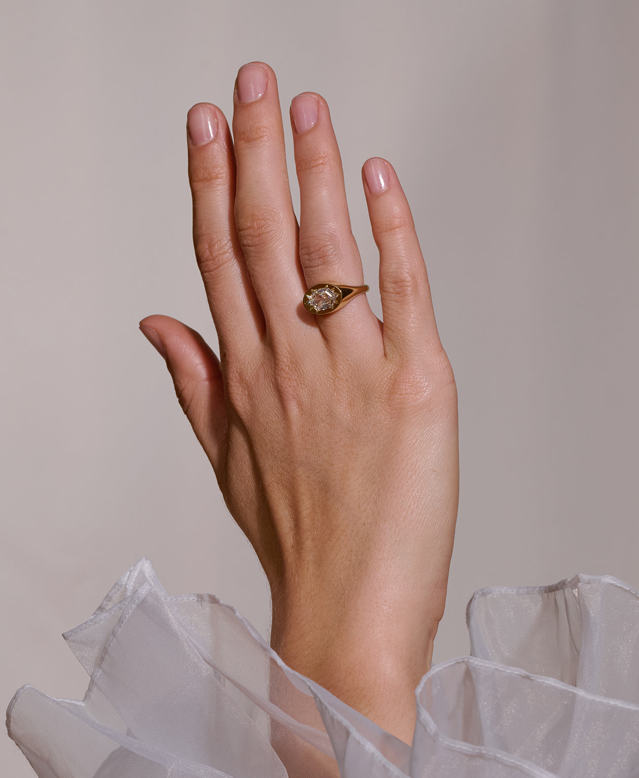 Lennon Signet - 18k Yellow Gold, Hexagonal Mixed Cut Lab Grown Diamond 1.74 carat