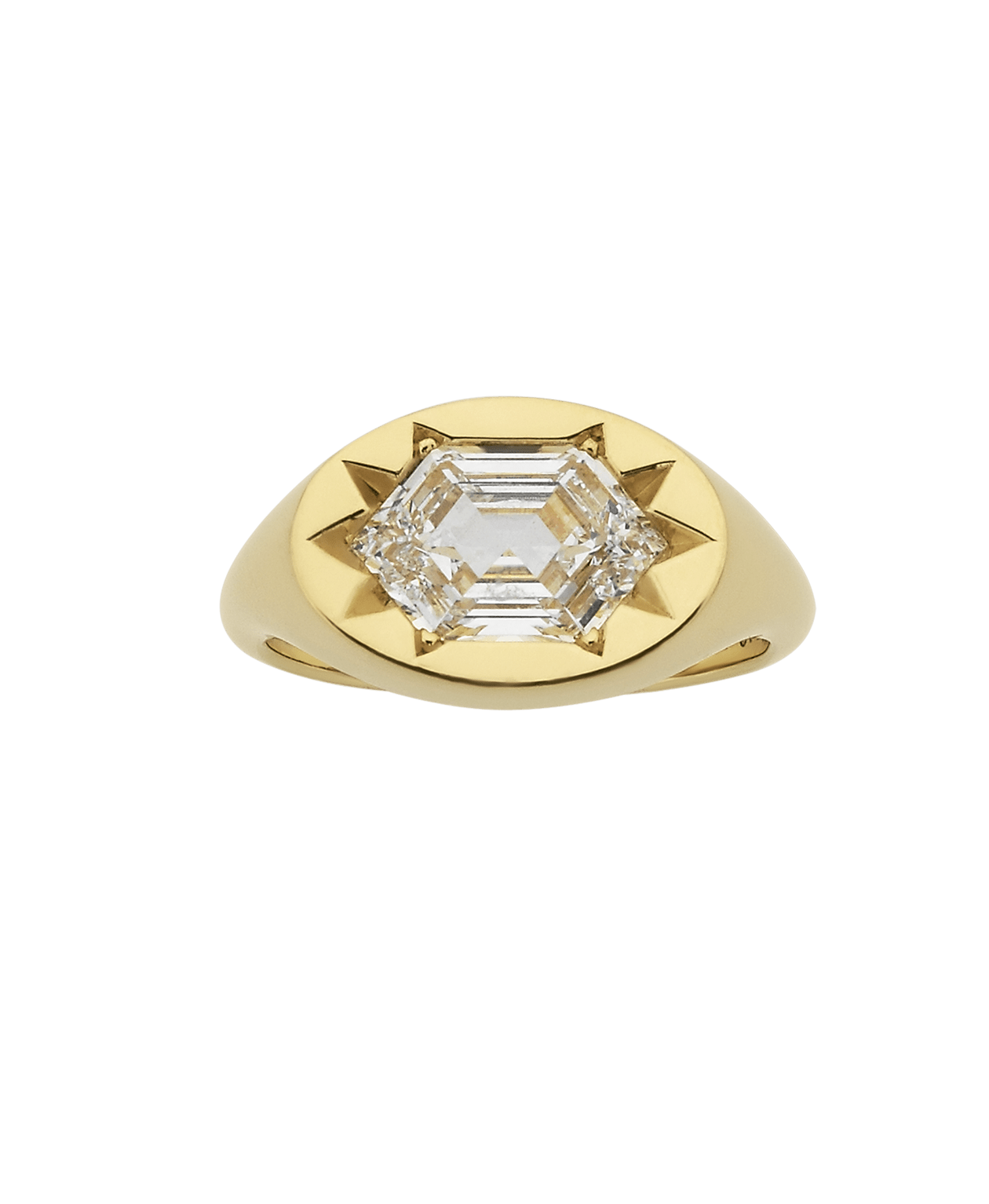 Lennon Signet - 18k Yellow Gold, Hexagonal Mixed Cut Lab Grown Diamond 1.74 carat