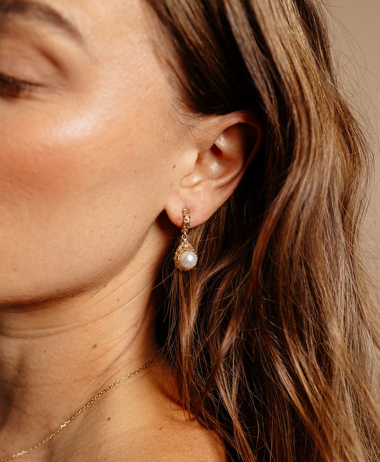 Lulu Earrings - 22k Gold Vermeil, Pearl