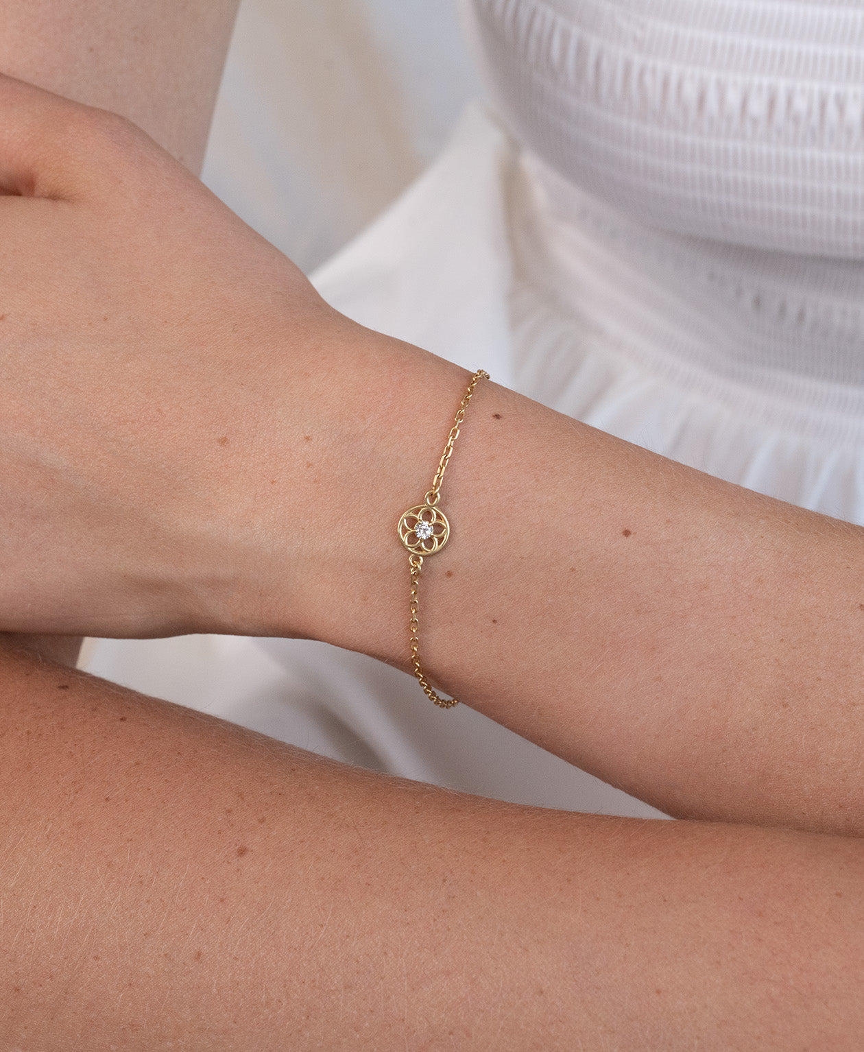 Manuka Bracelet - 22k Gold Vermeil, White Zircon