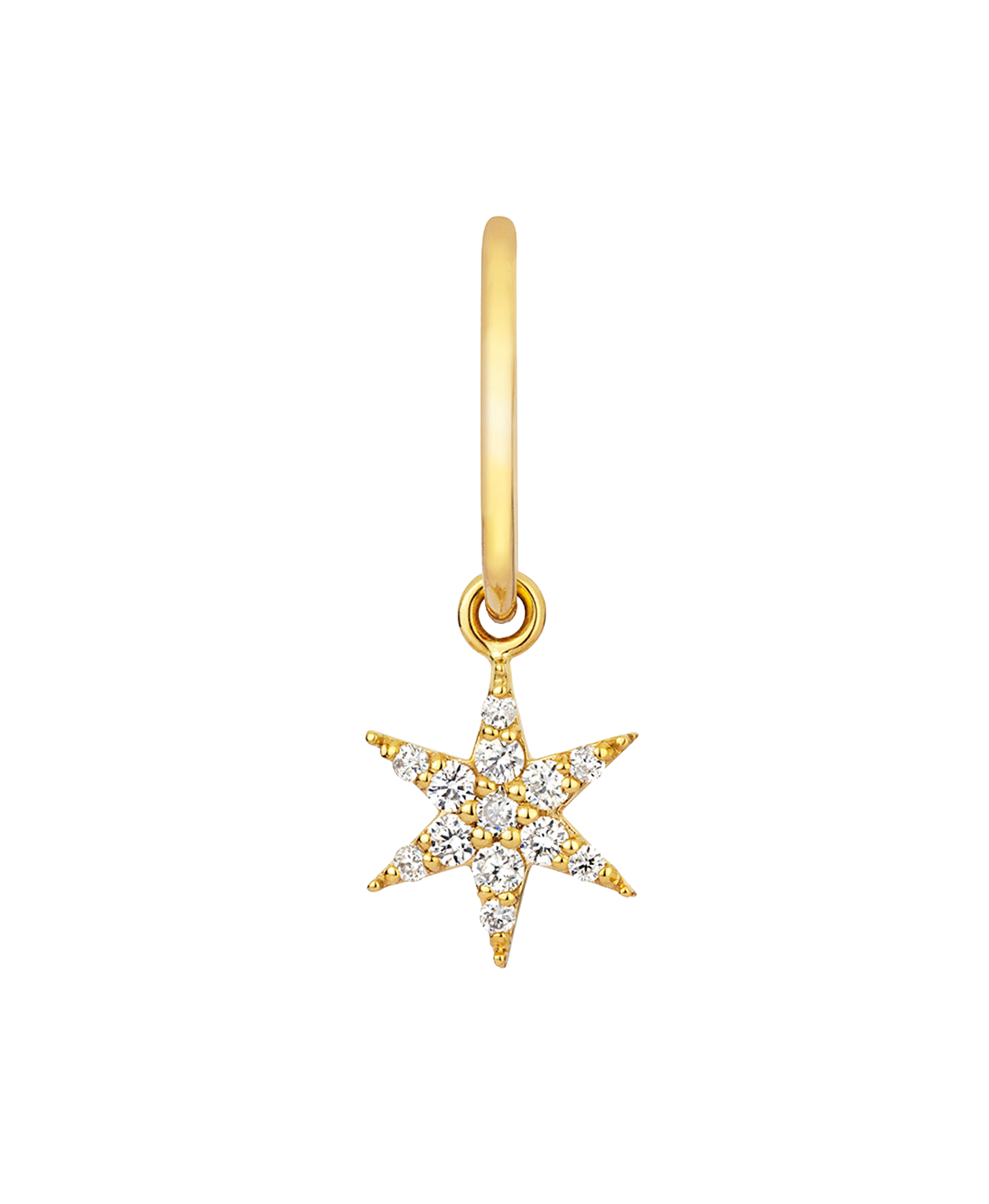 Mini Anahata Single Hoop - 9k Yellow Gold, Diamond