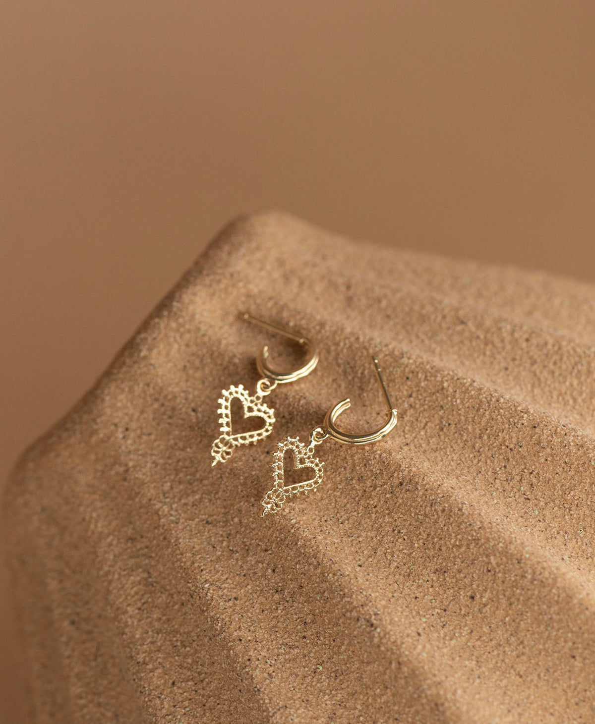 Mini Heart Earrings and Charmed Bracelet Gift Set - 22k Gold Vermeil