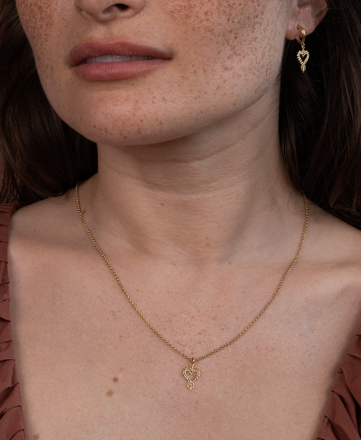 Mini Heart Necklace and Earrings Gift Set - 22k Gold Vermeil