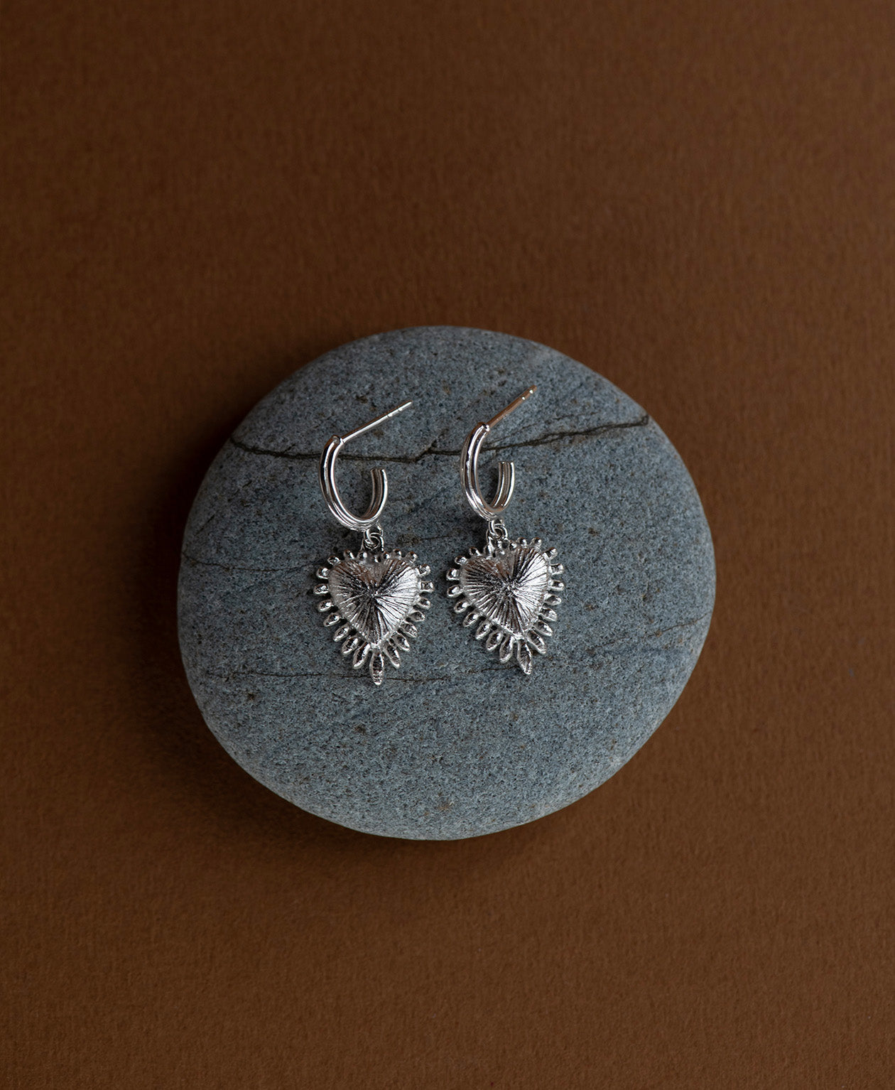 Mini Heart Rays Hoops - 925 Sterling Silver
