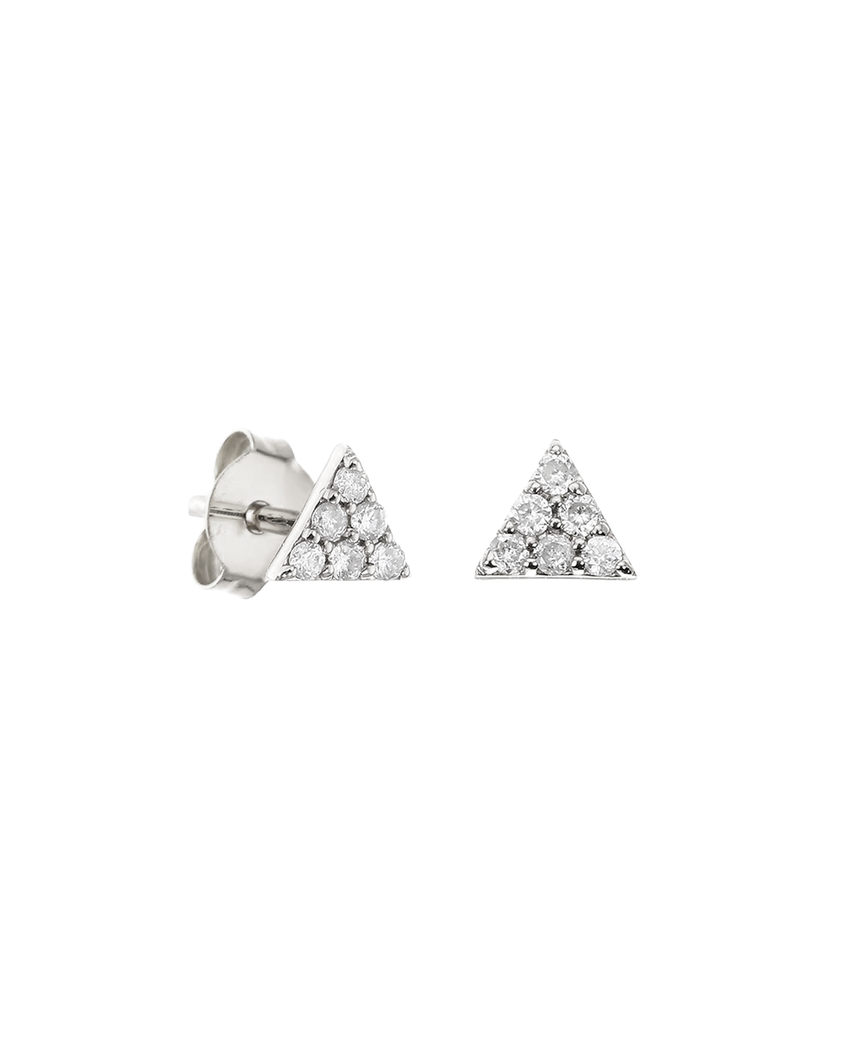 Mini Pyramid Single Stud - 9k White Gold, Diamond