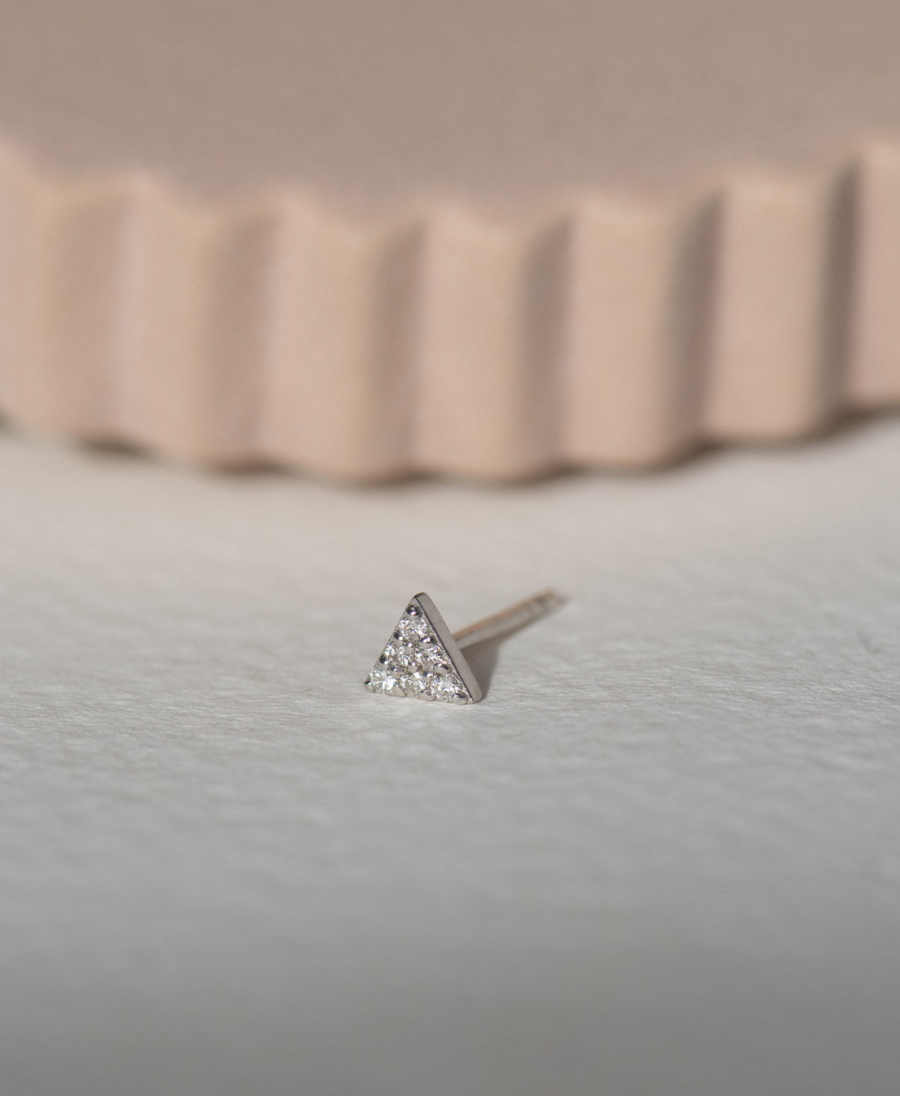 Mini Pyramid Single Stud - 9k White Gold, Diamond