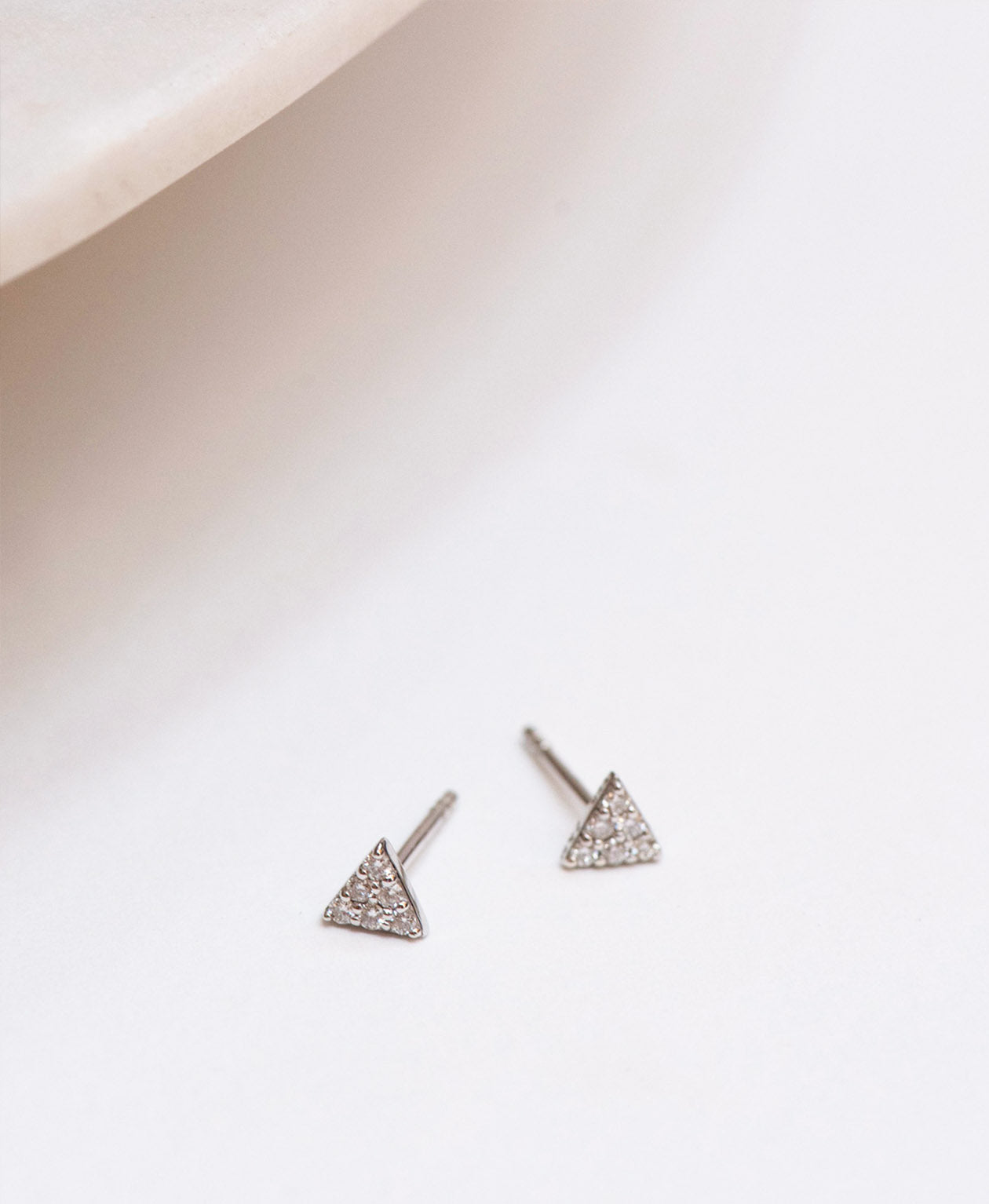 Mini Pyramid Single Stud - 9k White Gold, Diamond