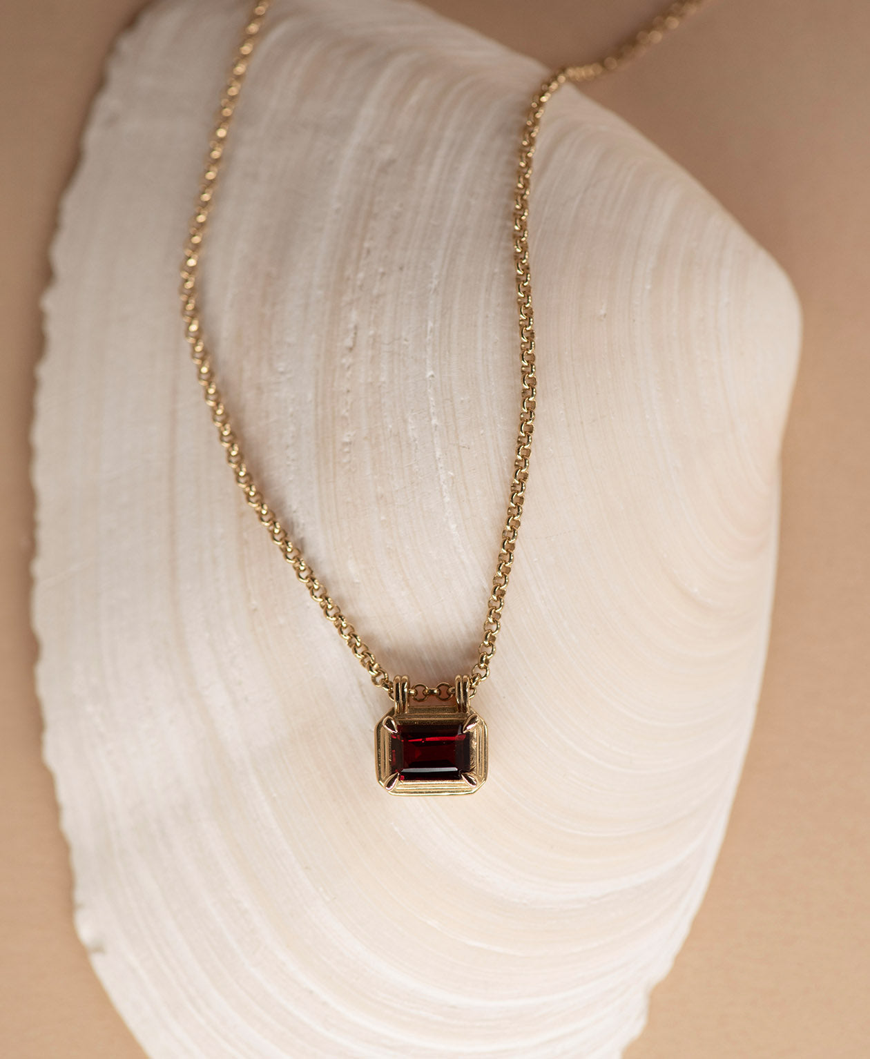 Naia Necklace - 22k Gold Vermeil, Rhodolite Garnet