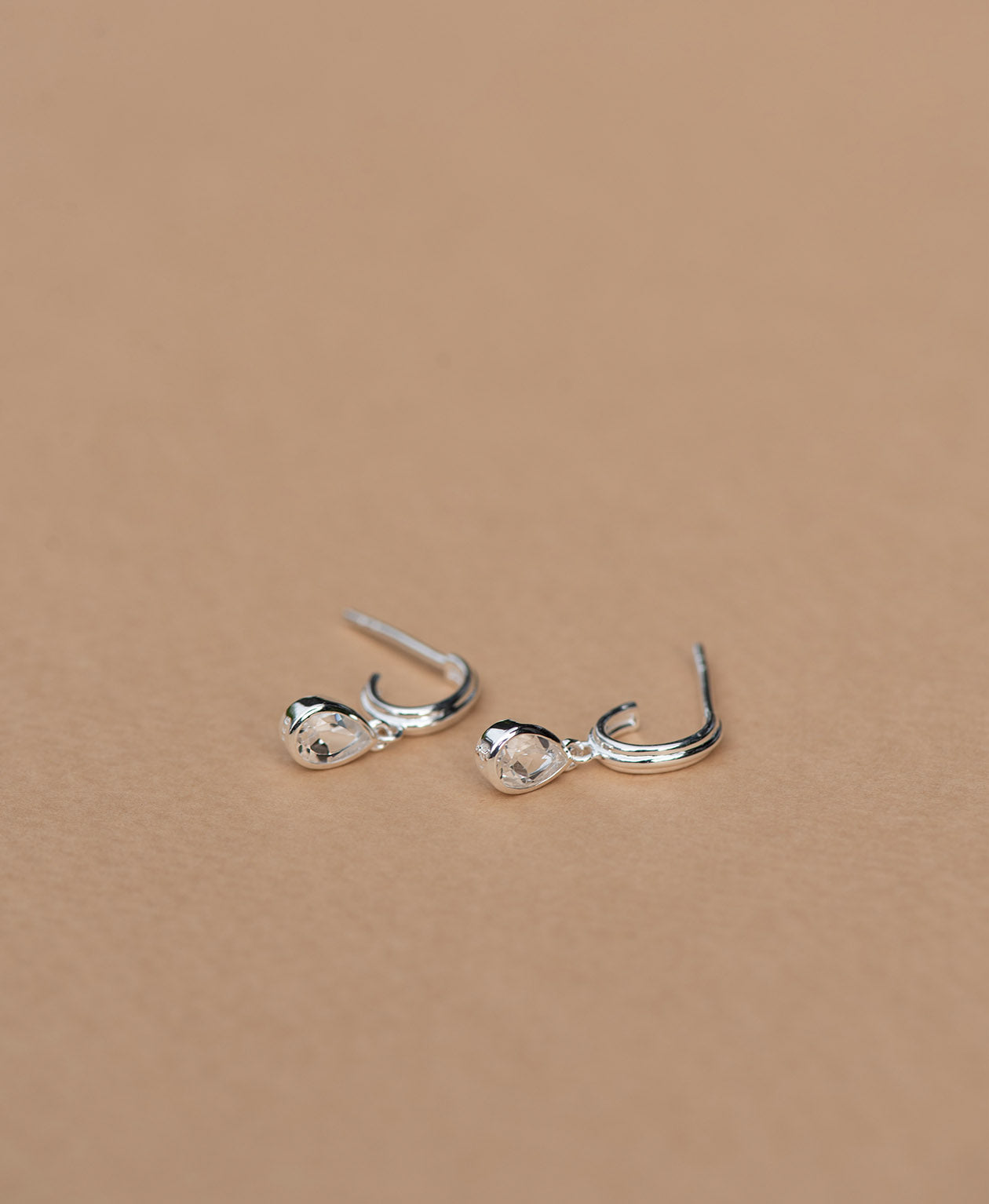 Ophelia Hoops - 925 Sterling Silver, White Topaz