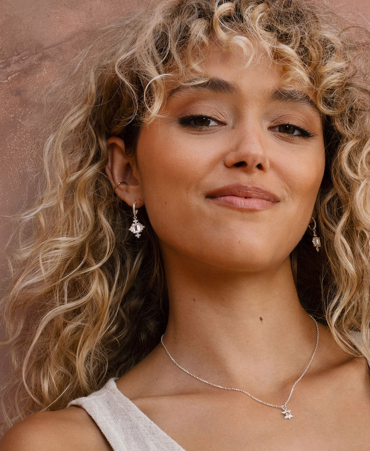 Reya Hoops - 925 Sterling Silver, White Topaz