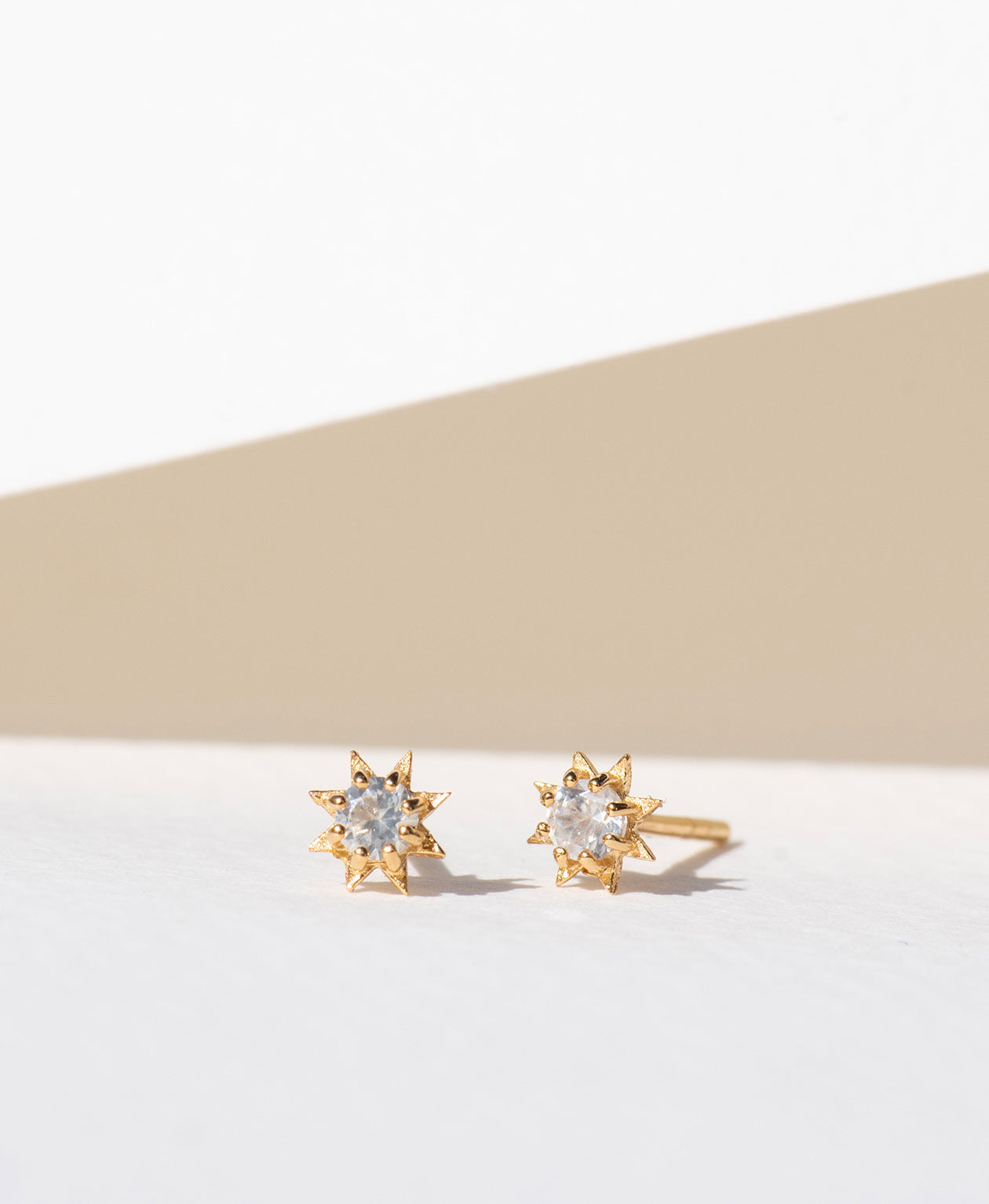 Stella Earrings - 22k Gold Vermeil, White Zircon