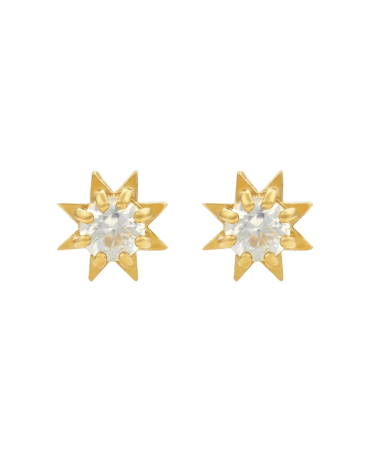 Stella Earrings - 22k Gold Vermeil, White Zircon