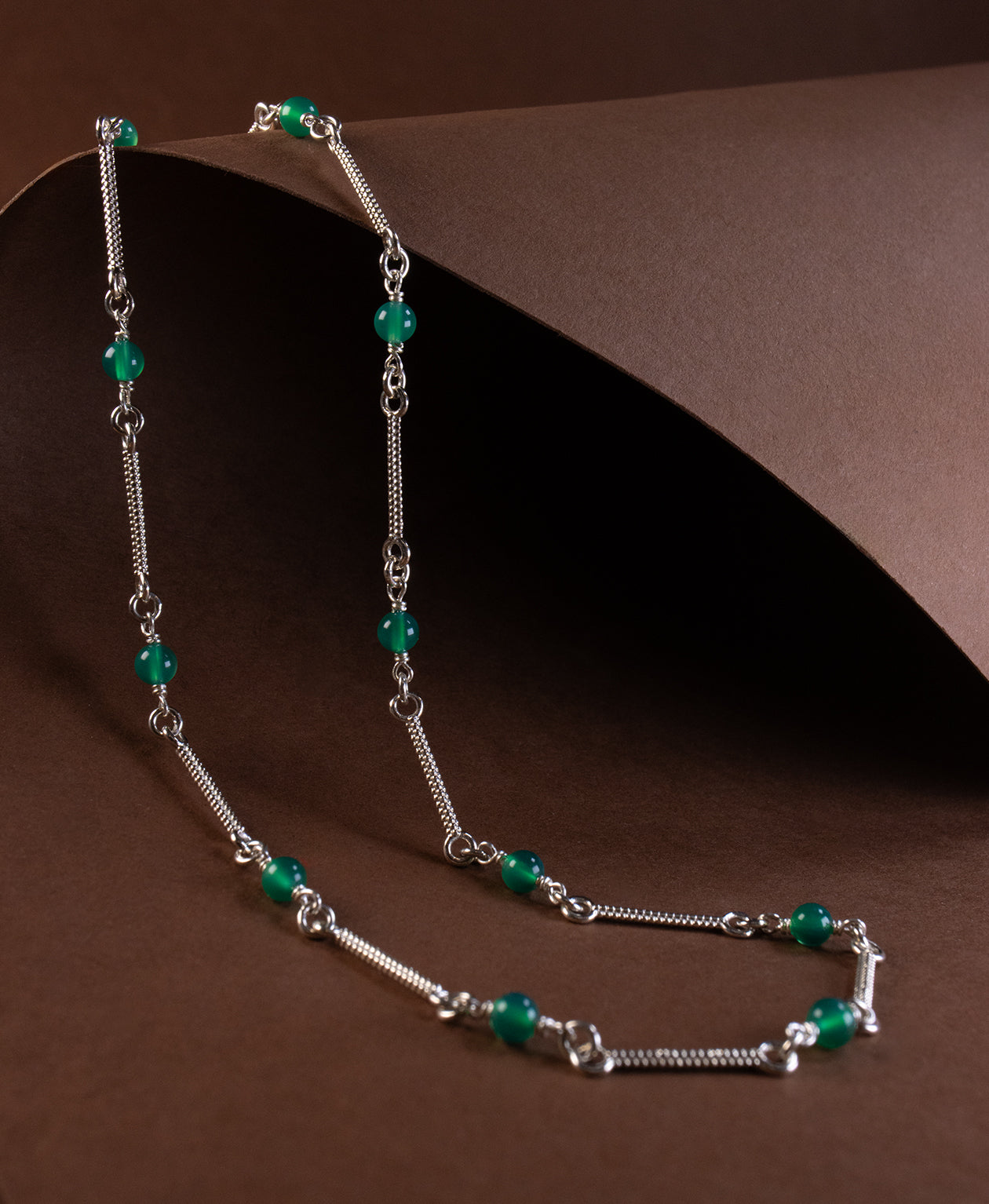 Clio Chain - 925 Sterling Silver, Green Agate