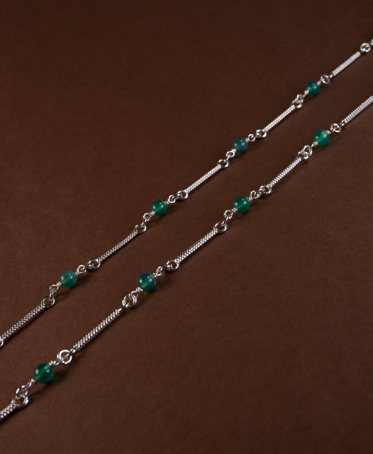 Clio Chain - 925 Sterling Silver, Green Agate