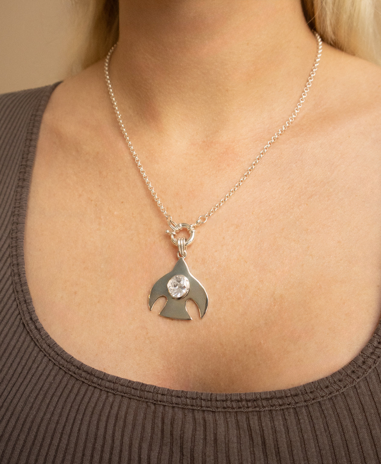 Moonbird Charm - 925 Sterling Silver, Cubic Zirconia