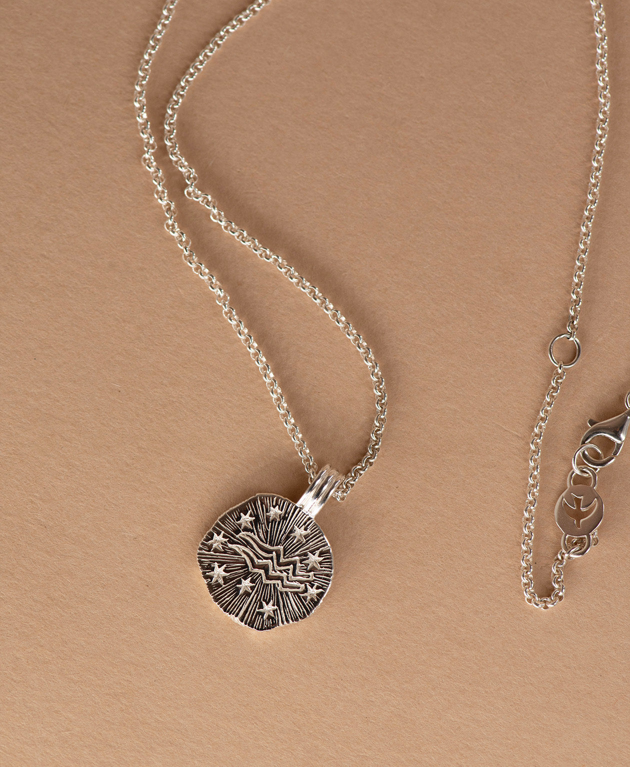 Sun in Aquarius Necklace - 925 Sterling Silver