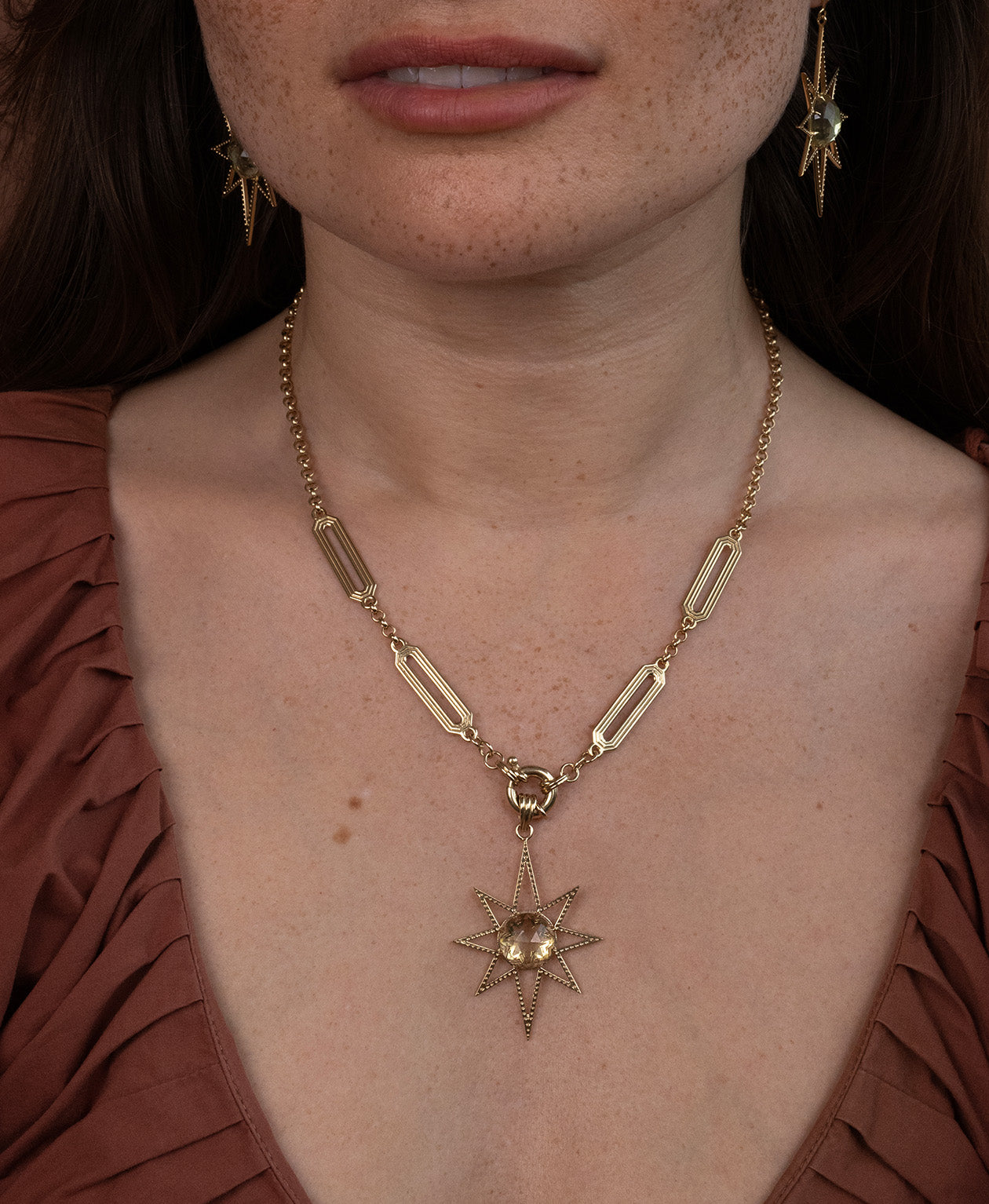 Sunburst Charm - 22k Gold Vermeil, Lemon Quartz