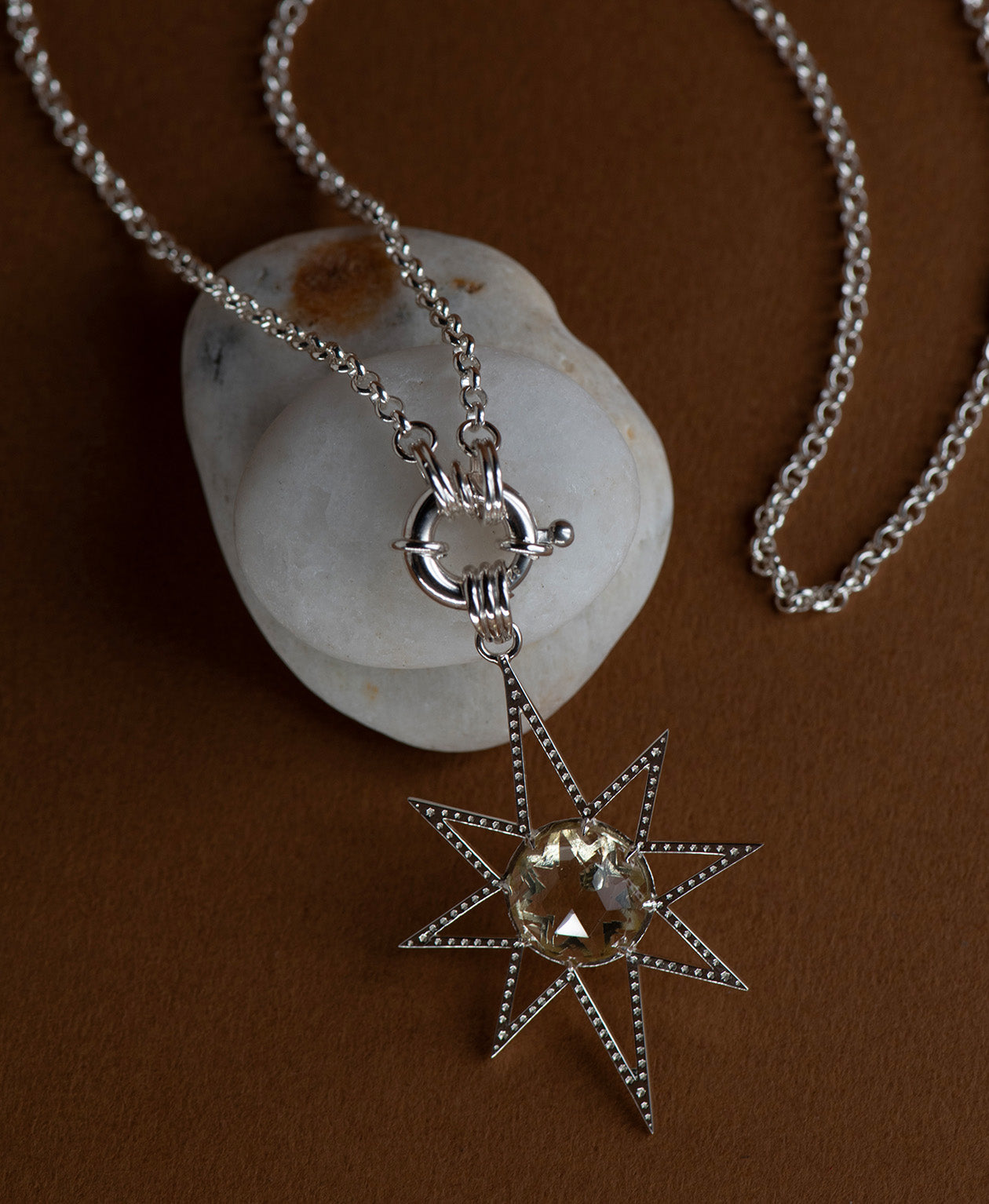 Sunburst Charm - 925 Sterling Silver, Lemon Quartz