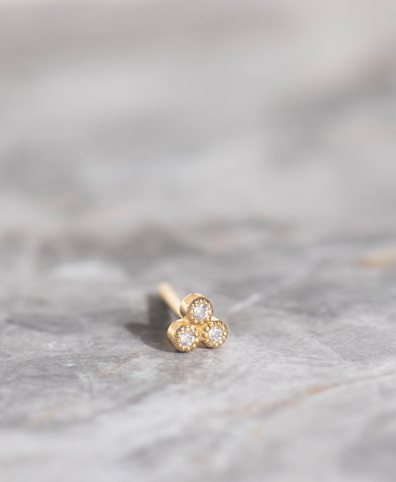 Three Friends 1mm Single Stud - 18k Yellow Gold, Diamond