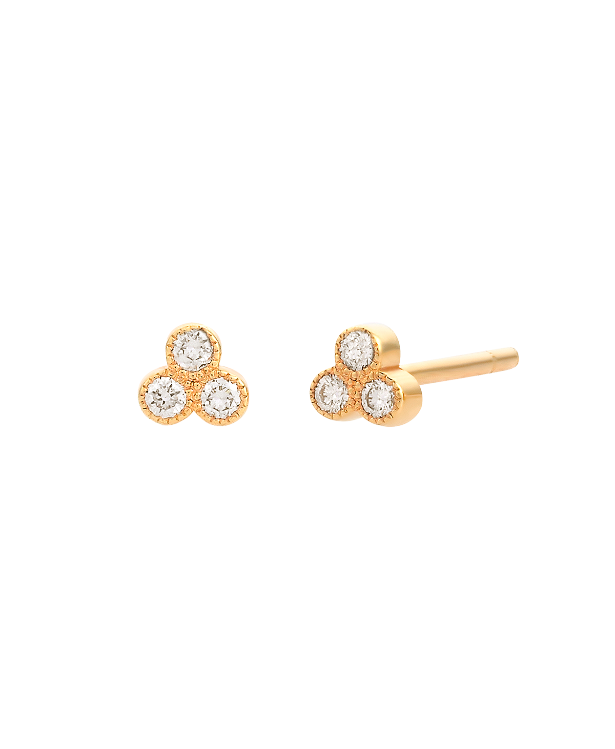 Three Friends 2mm Studs - 9k Yellow Gold, Lab Grown Diamond