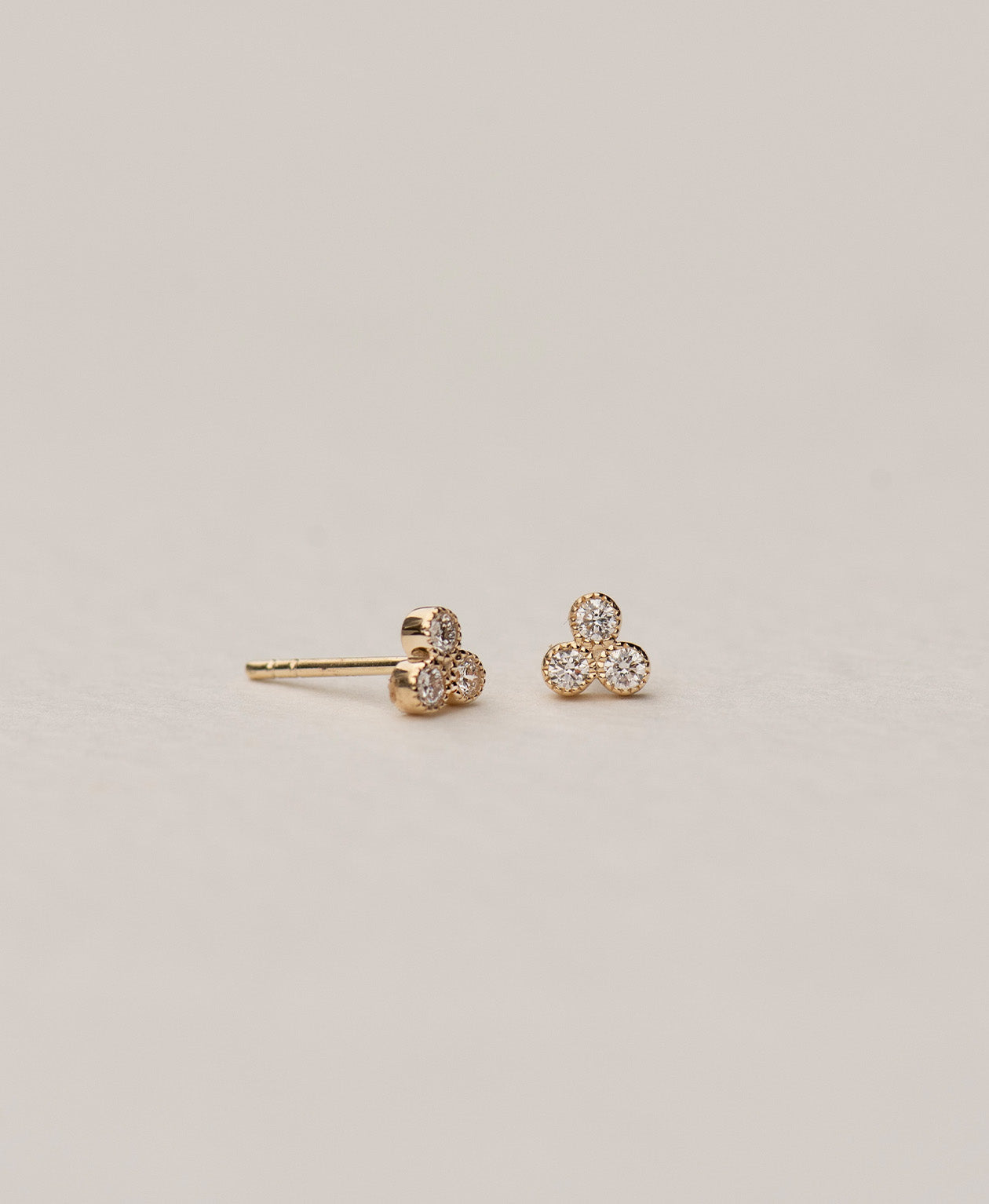 Three Friends 2mm Studs - 9k Yellow Gold, Lab Grown Diamond