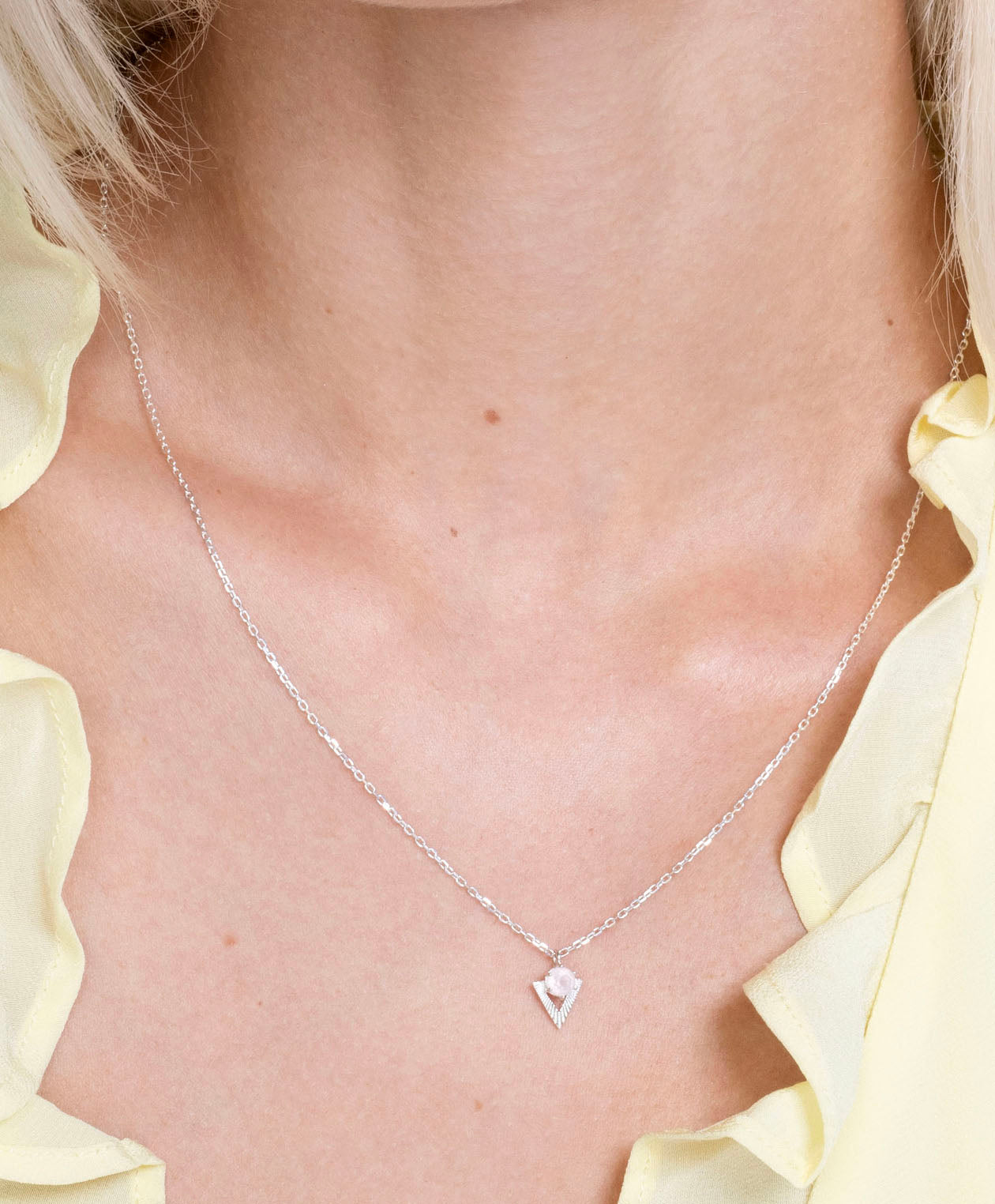 Violet Necklace - 925 Sterling Silver, Rose Quartz