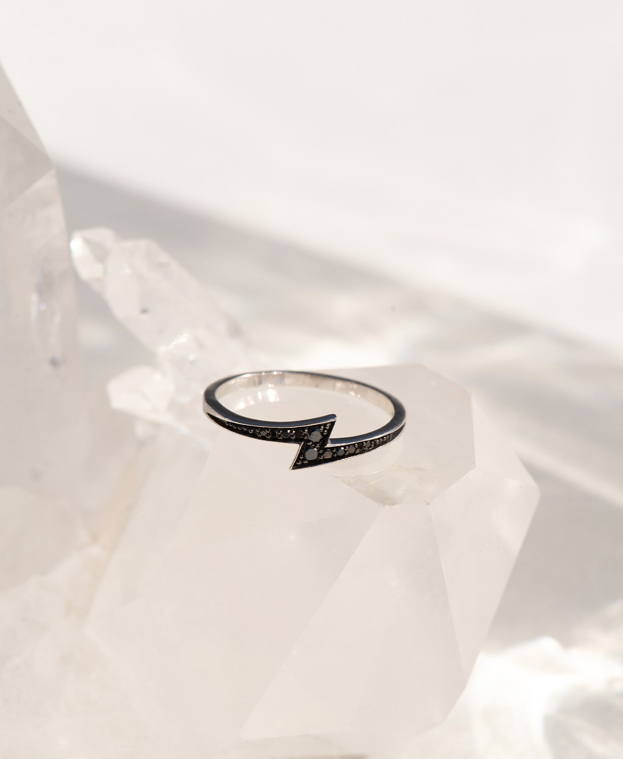Zap Ring - 9k White Gold, Black Diamond