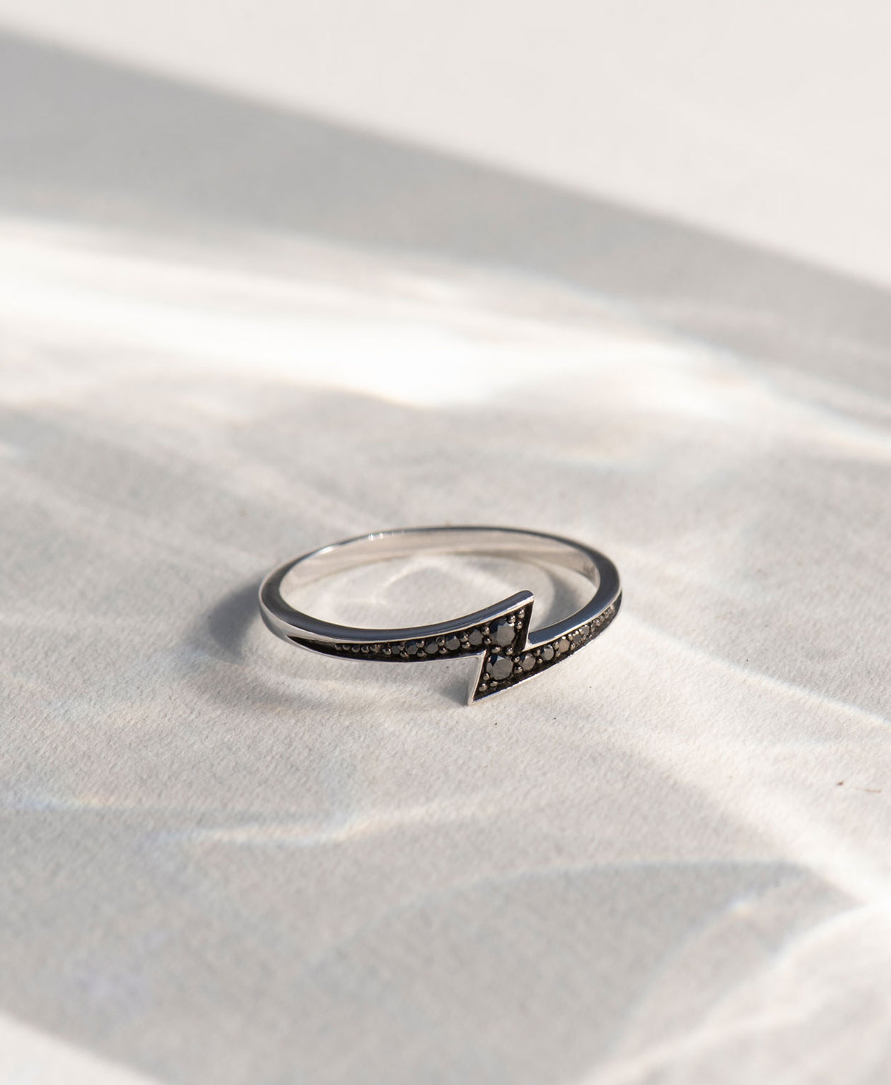 Zap Ring - 9k White Gold, Black Diamond