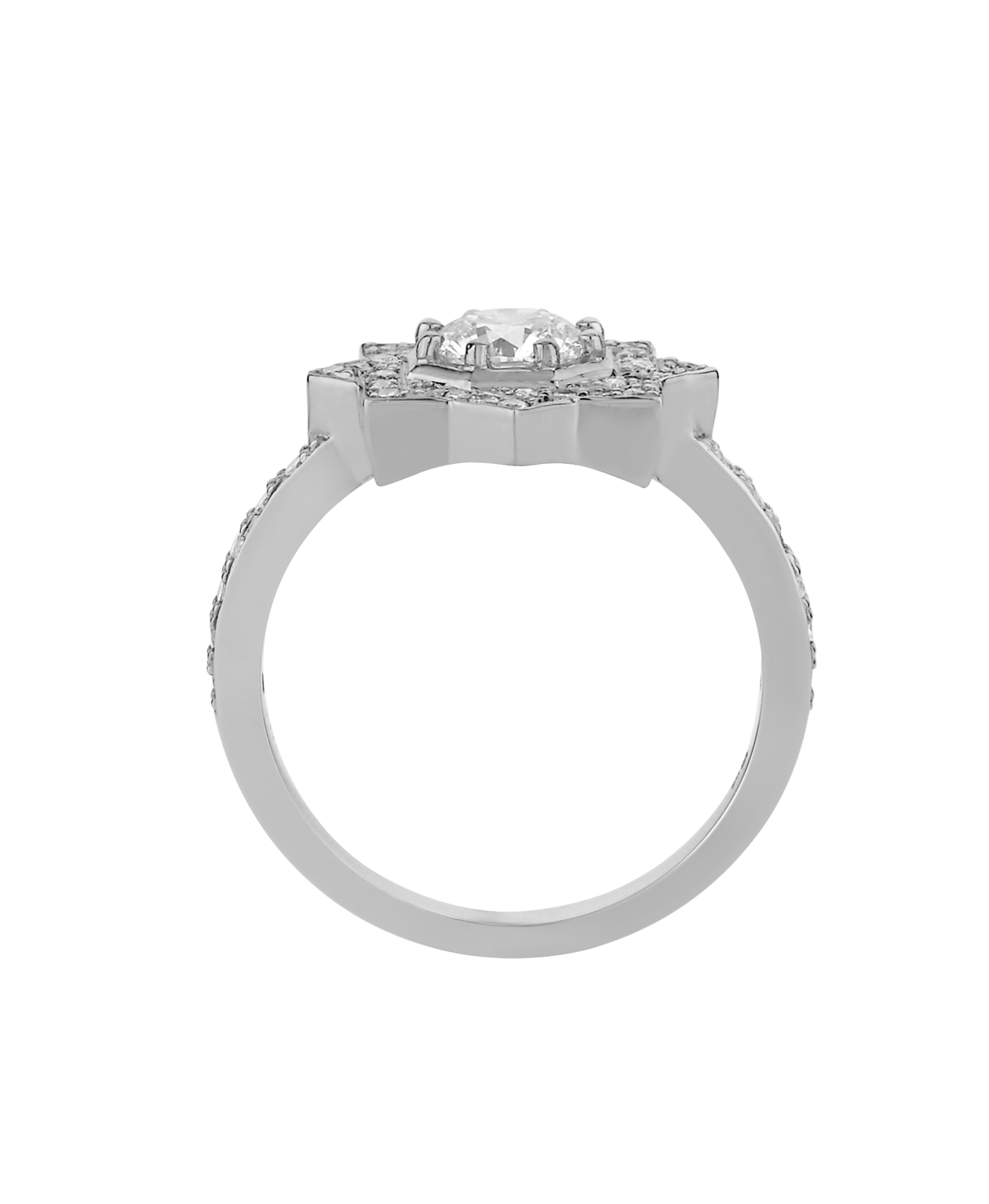 Zinnia Engagement Ring - 18k White Gold, Diamond