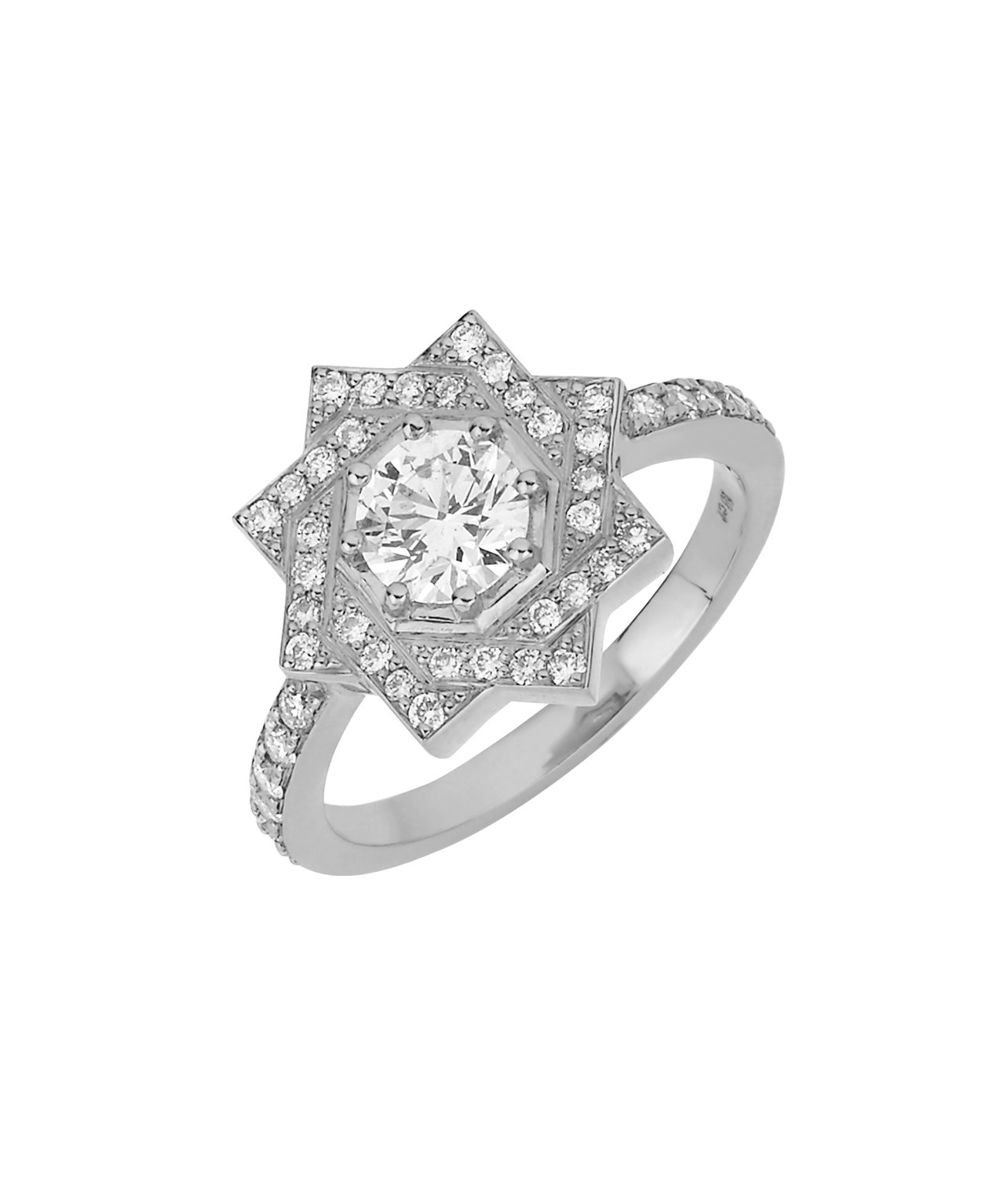 Zinnia Engagement Ring - 18k White Gold, Diamond